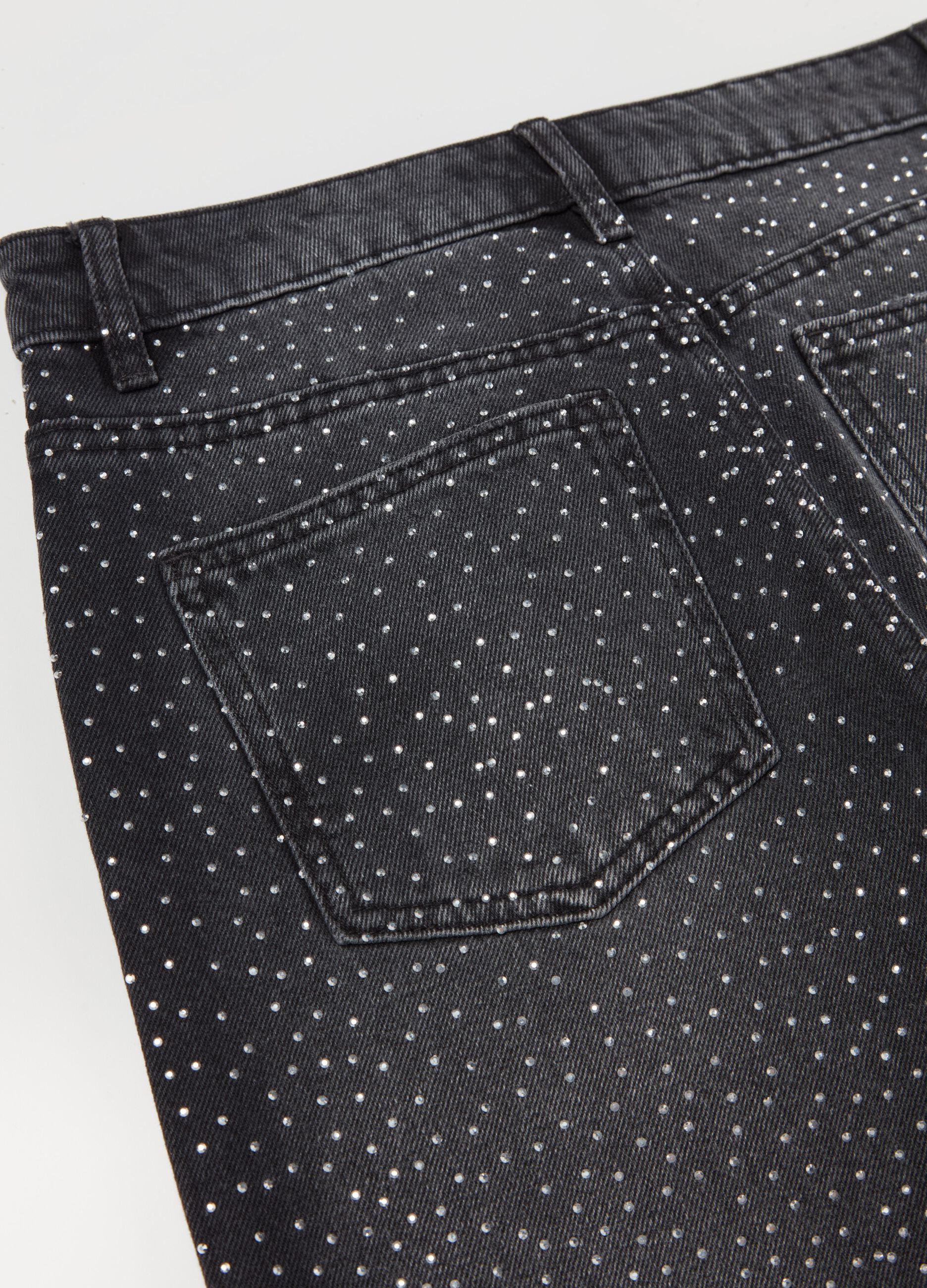 Straight-fit jeans with all-over diamantés