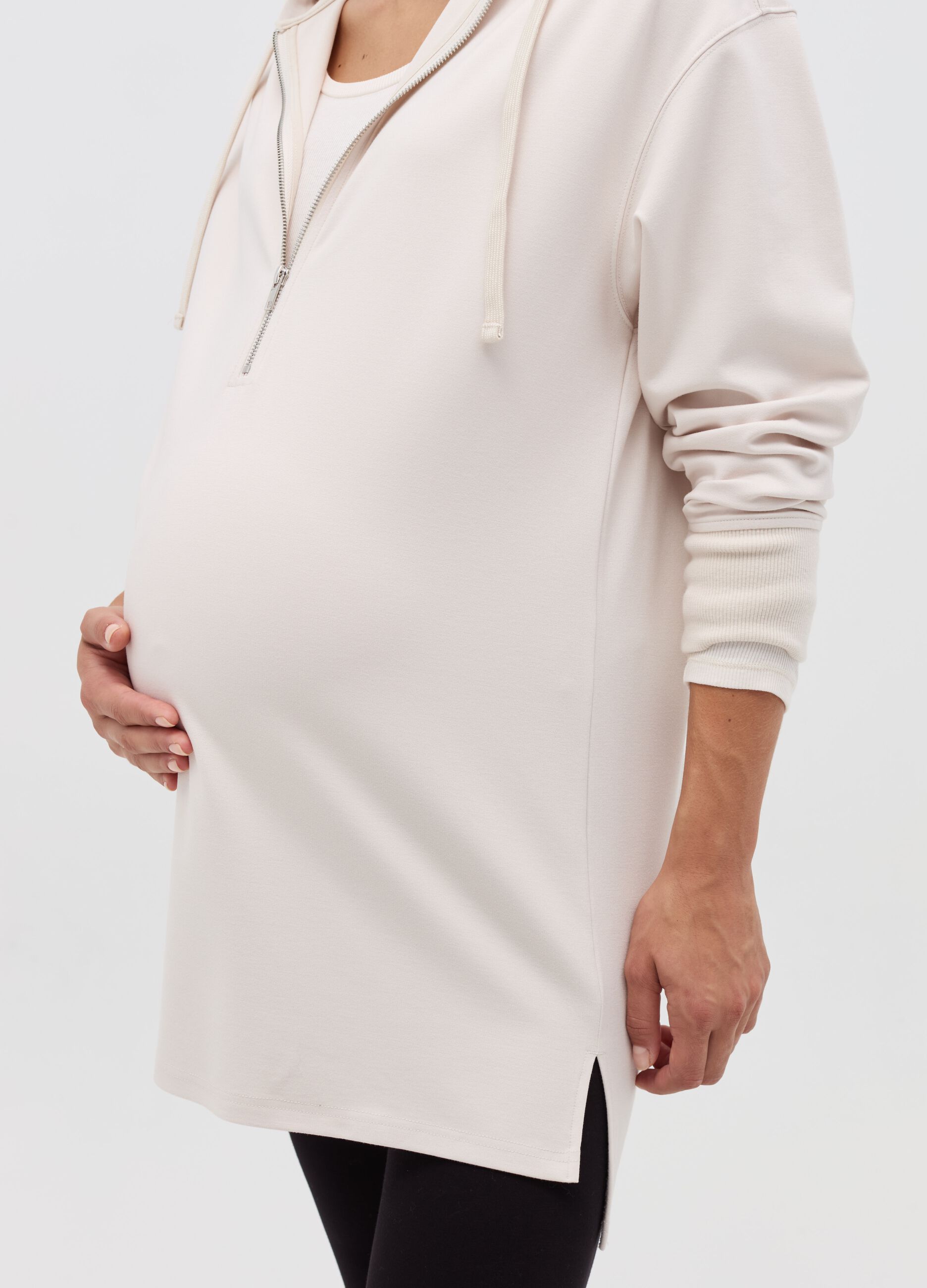 Half-zip mini maternity sweatshirt dress