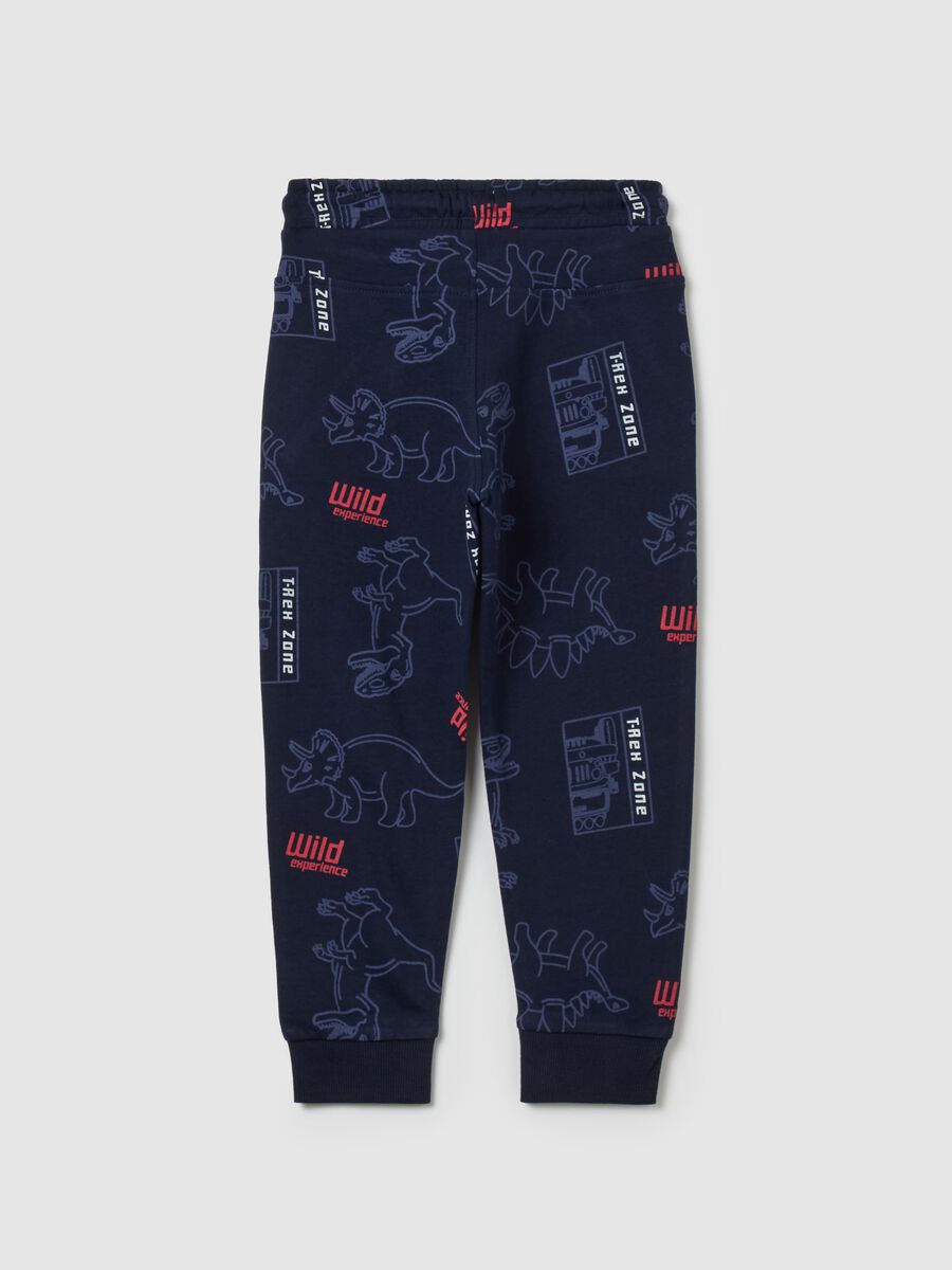 Joggers with drawstring and dinosaurs print_1