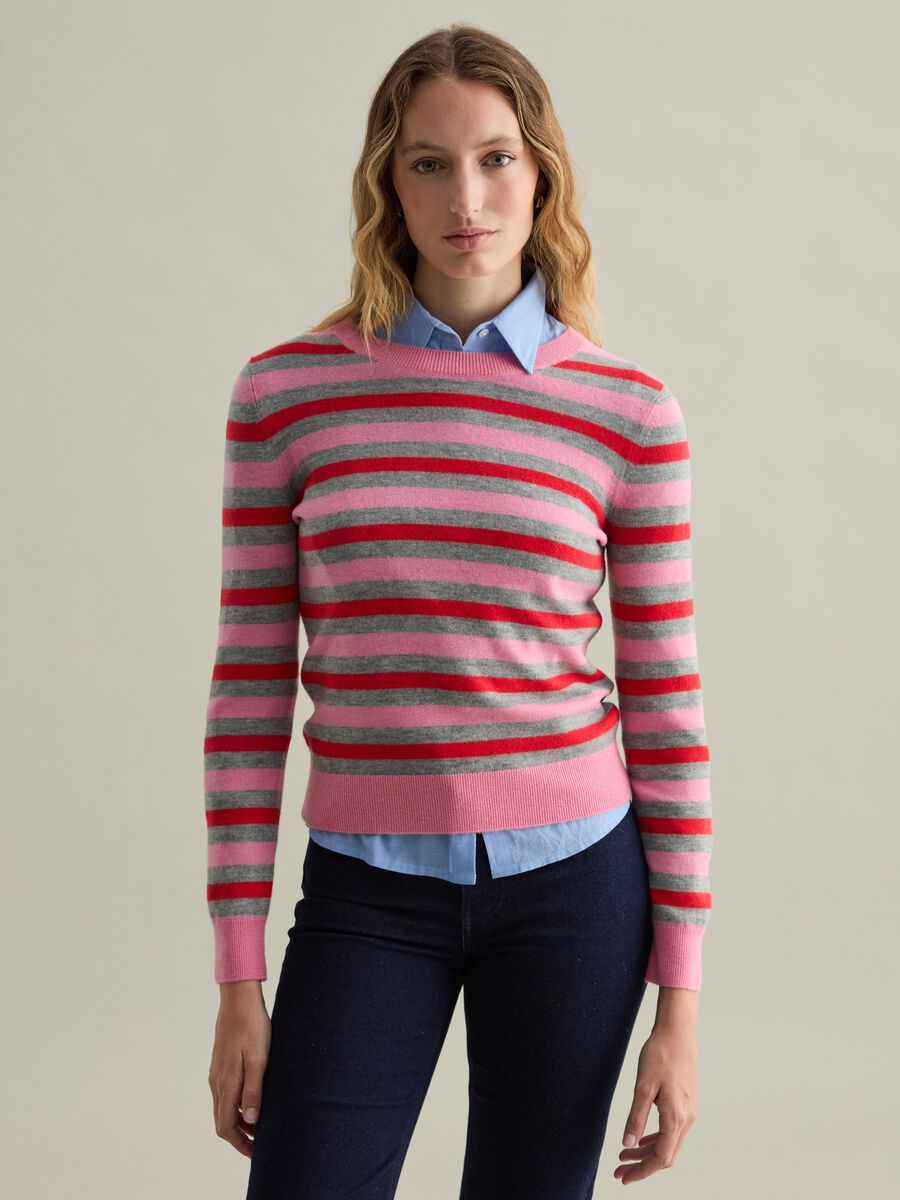 Pullover in lana a righe multicolor_1