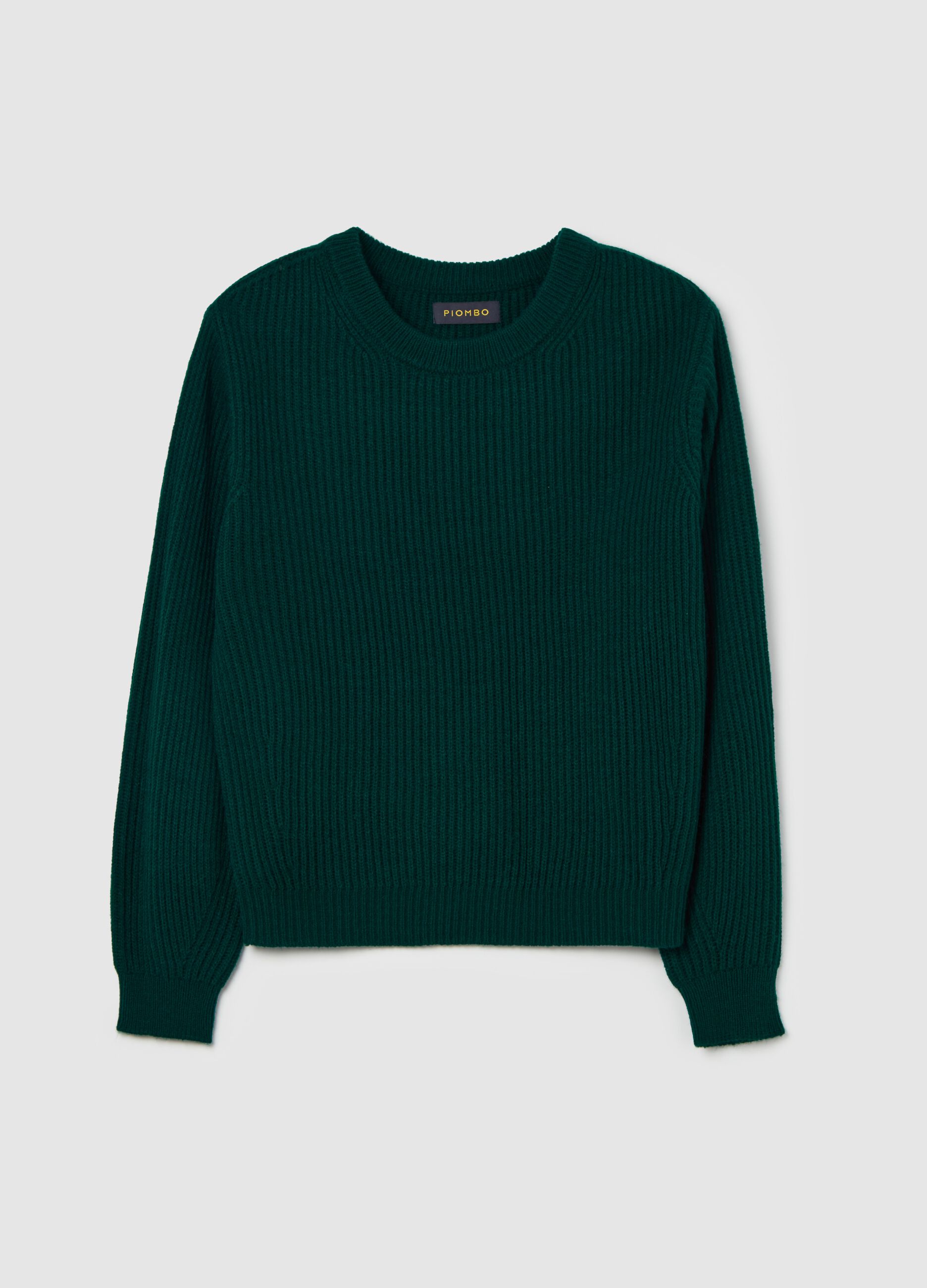 Ribbed pullover with round neckline