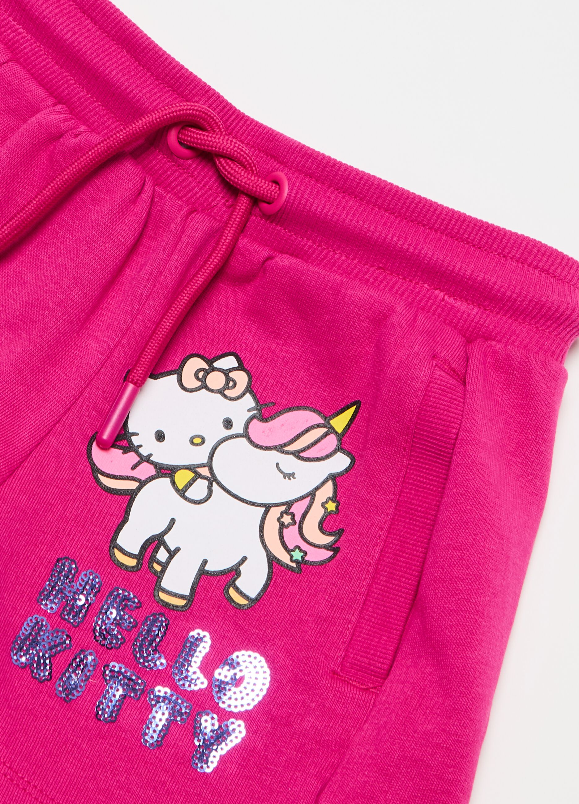 Fleece shorts with Hello Kitty print