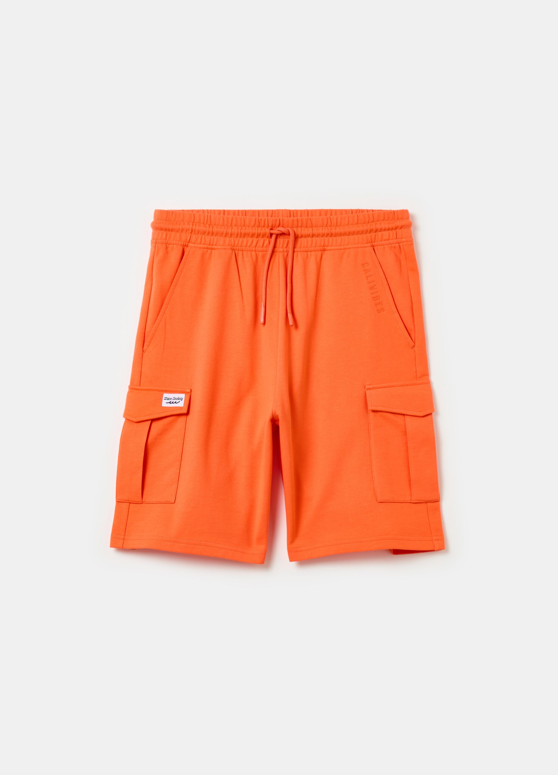 Cargo Bermuda shorts in French terry with drawstring