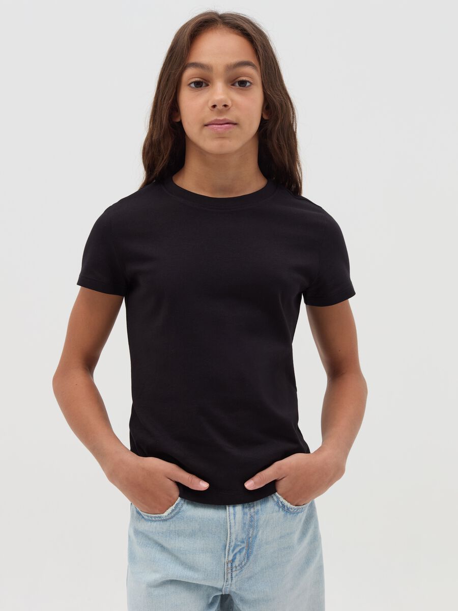 Solid colour T-shirt in organic cotton_0