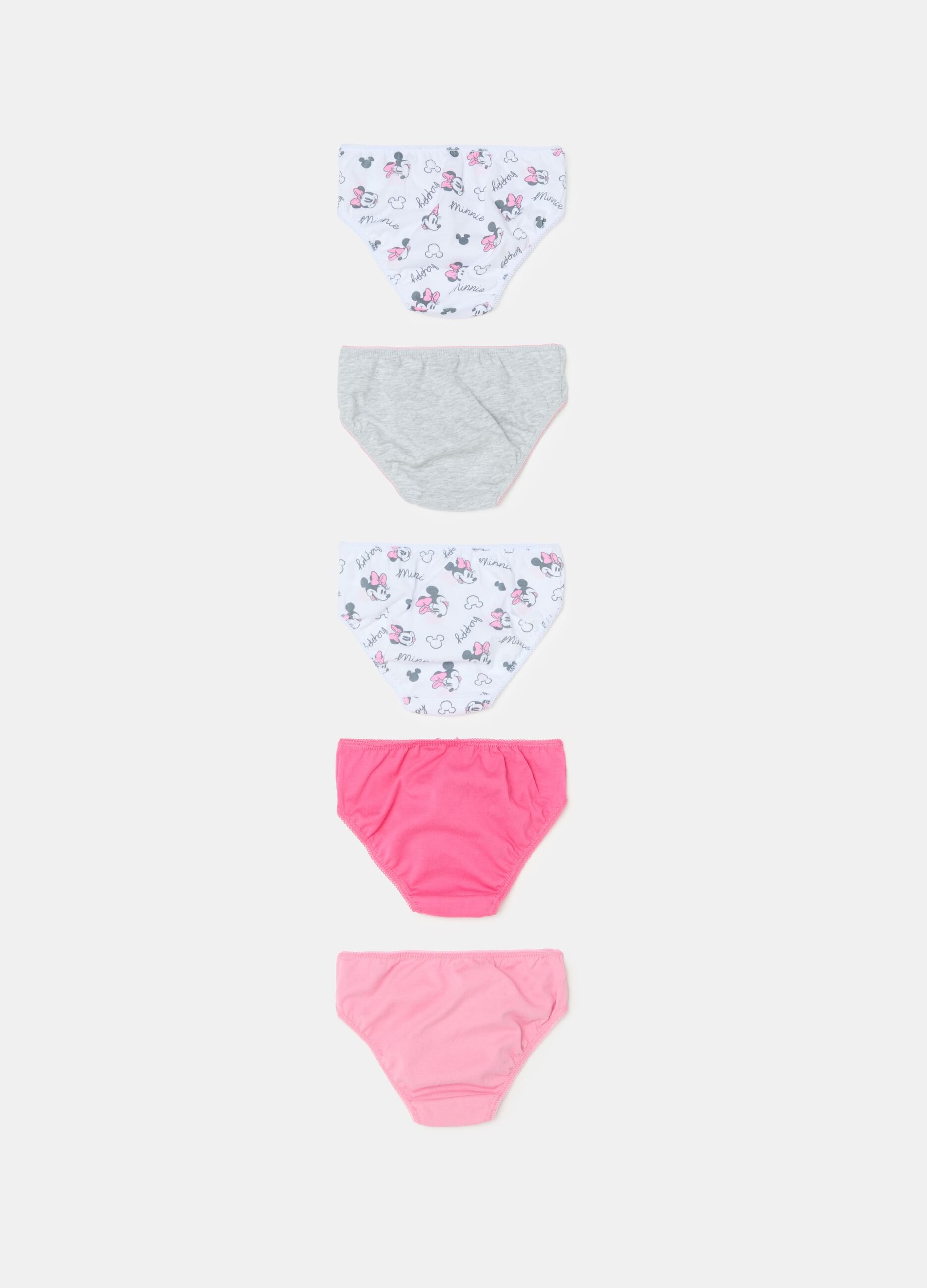 Five-pack organic cotton briefs with Minnie Mouse print