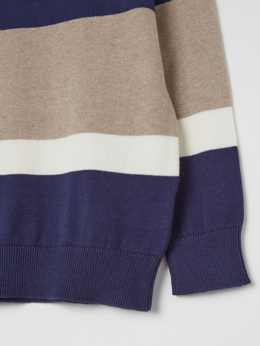 Pullover in cotone con fantasia a righe_3