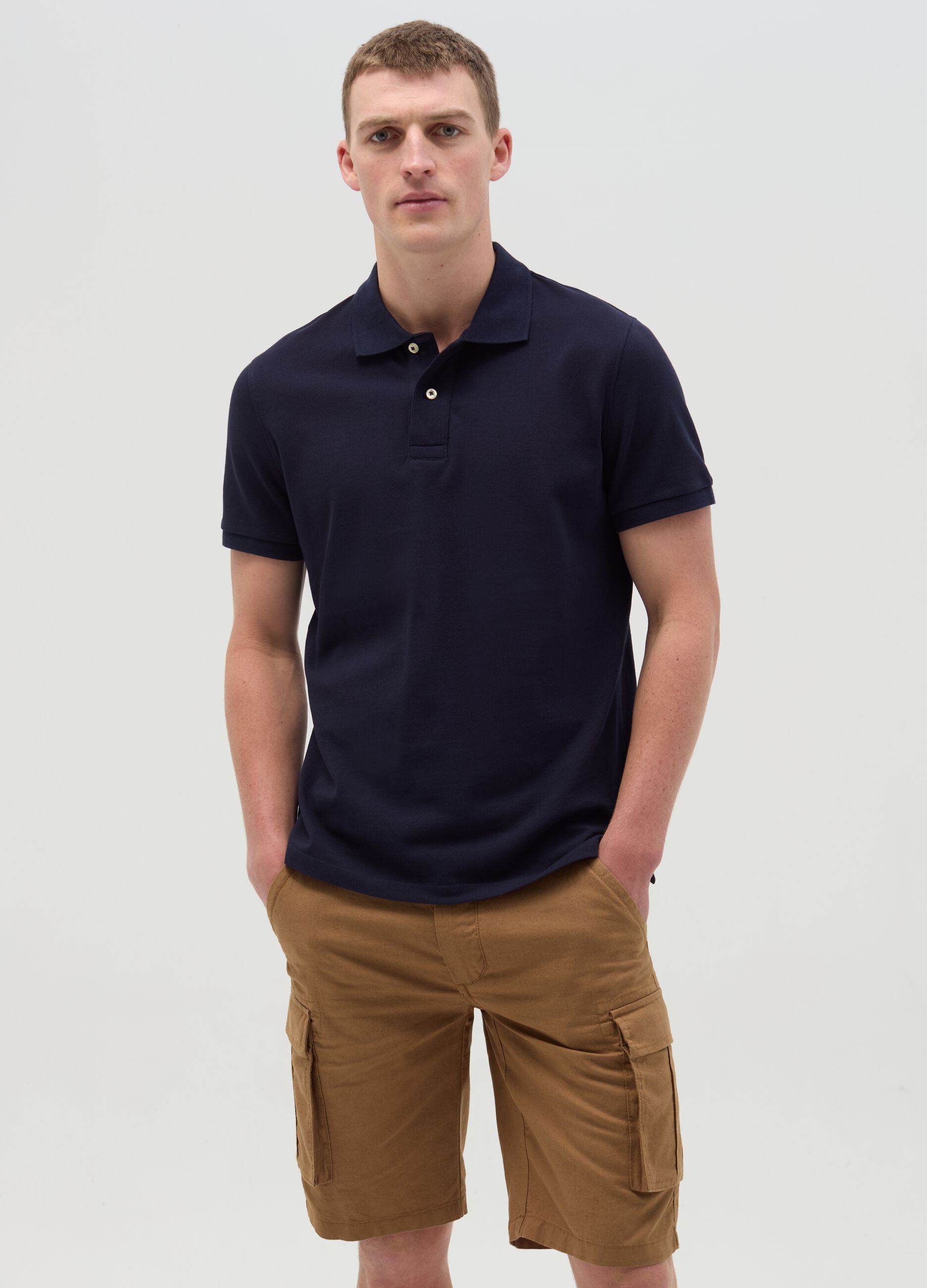 Stretch cotton cargo Bermuda shorts