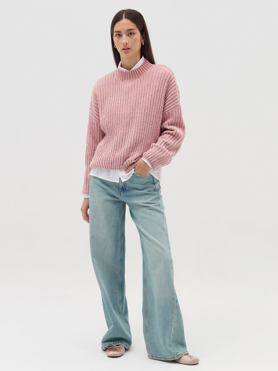 Chenille pullover with mock neck_0