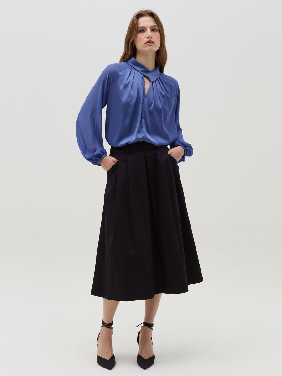 Satin blouse with raglan sleeves_0