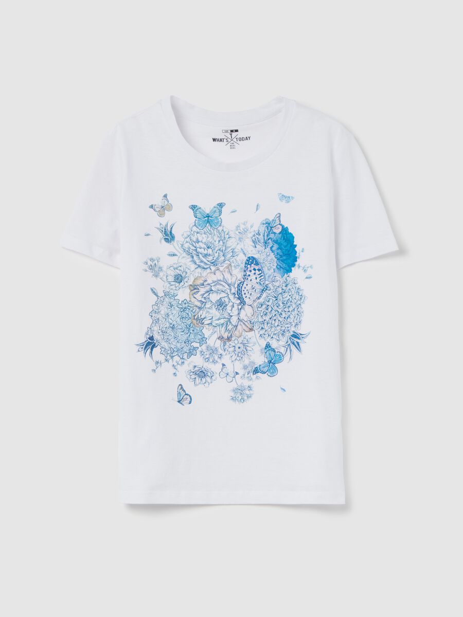 T-shirt with butterflies with flowers print_4
