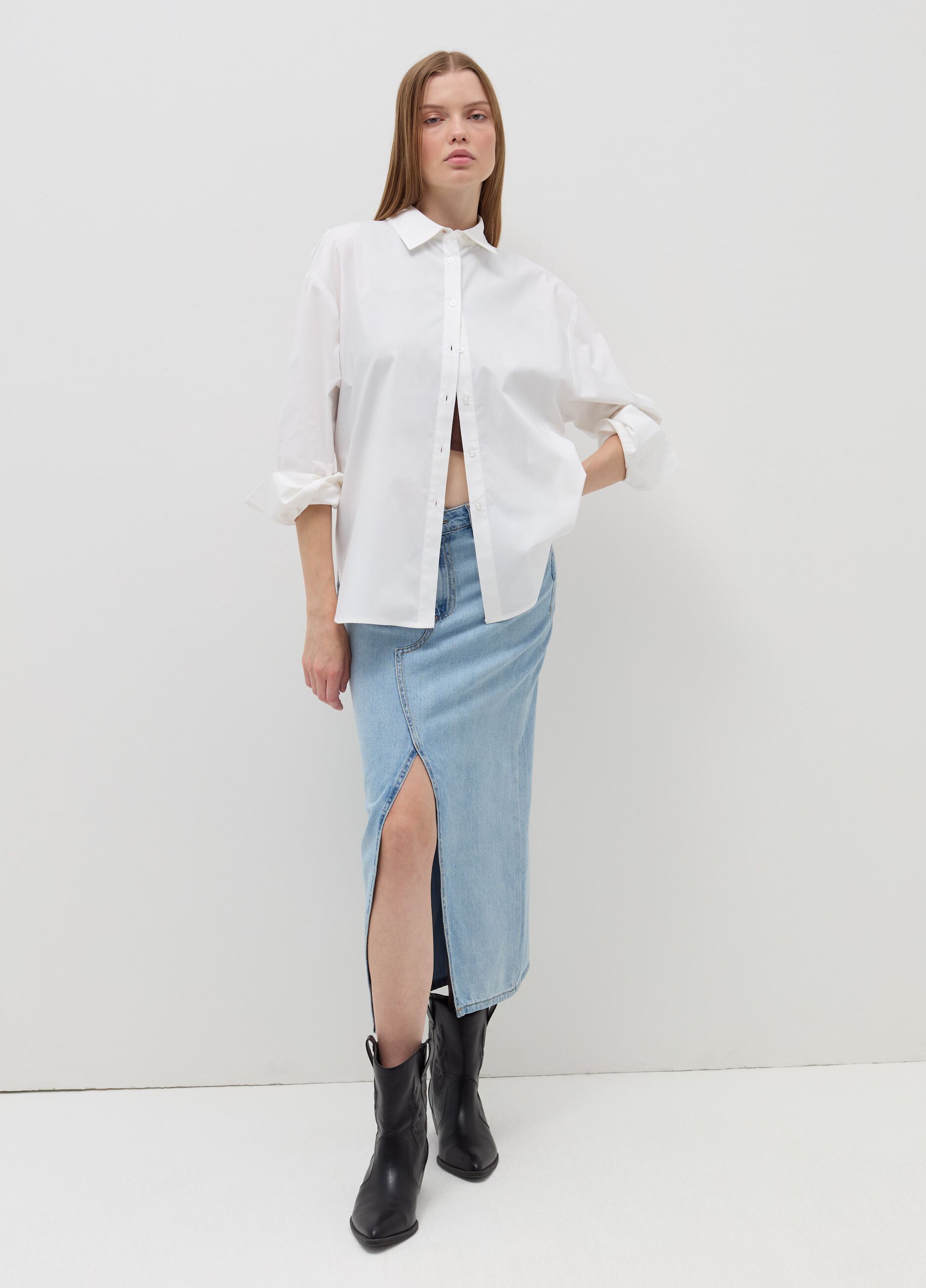 Oversized shirt in poplin