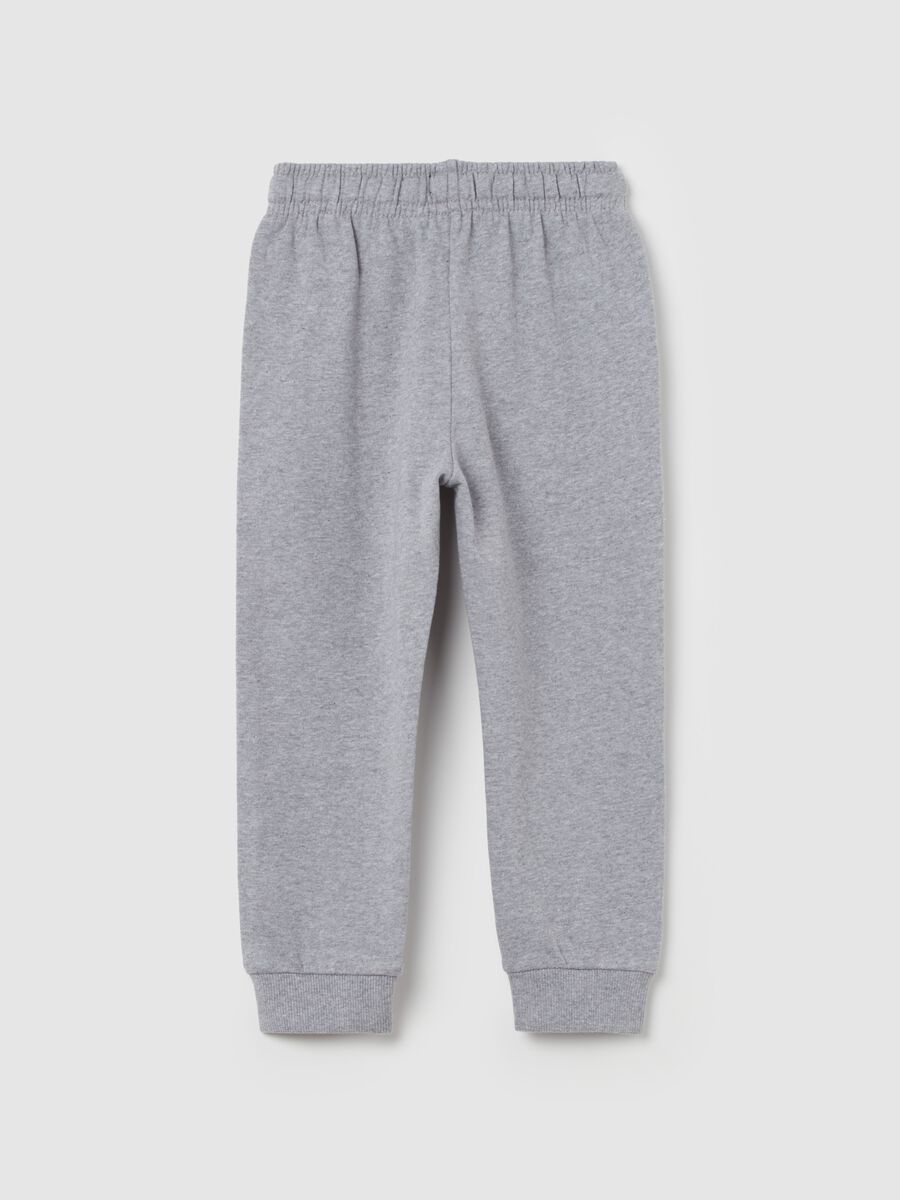 Joggers in cotone bio con coulisse e stampa_1