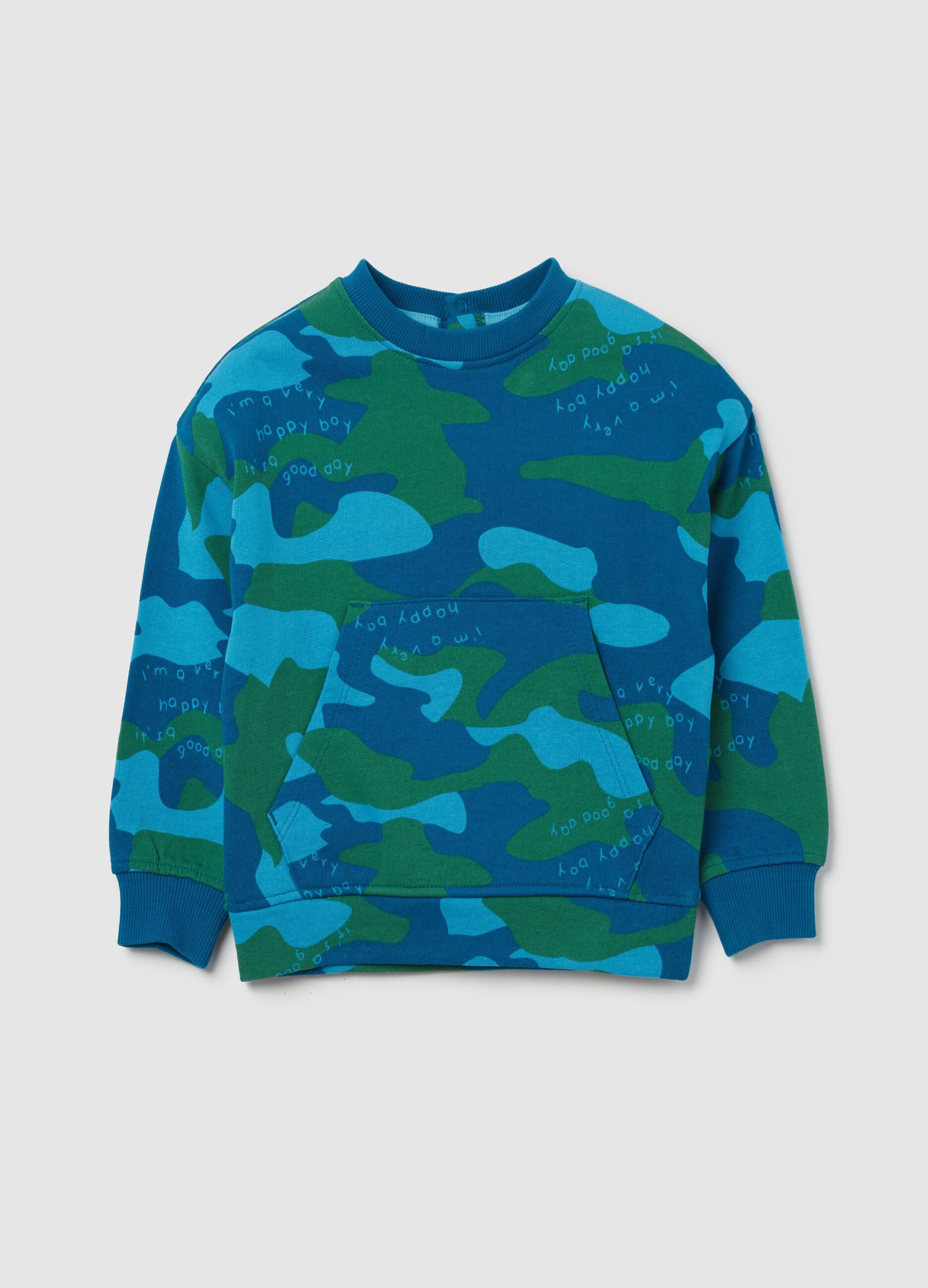 Sweatshirt in camouflage cotton with lettering