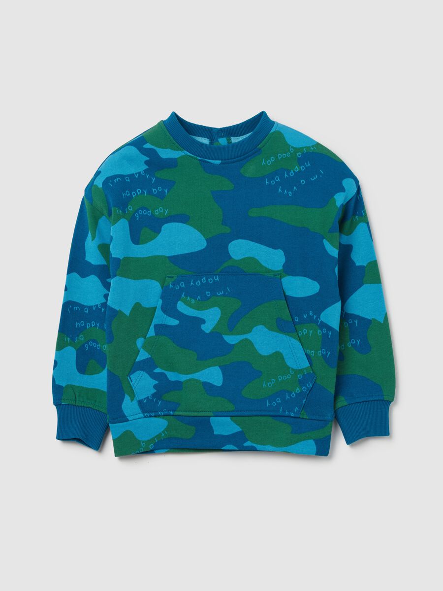 Sweatshirt in camouflage cotton with lettering_0