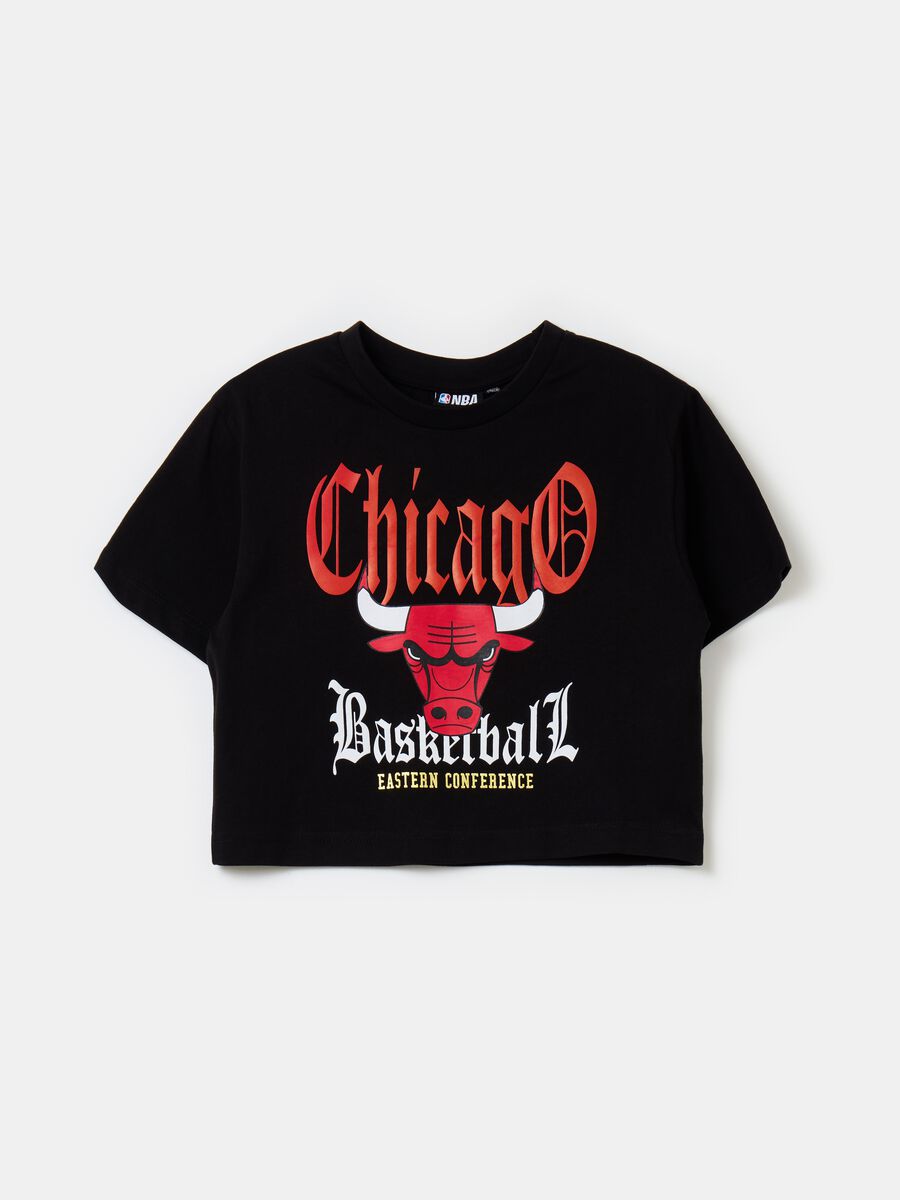 Crop T-shirt with NBA Chicago Bulls print_0