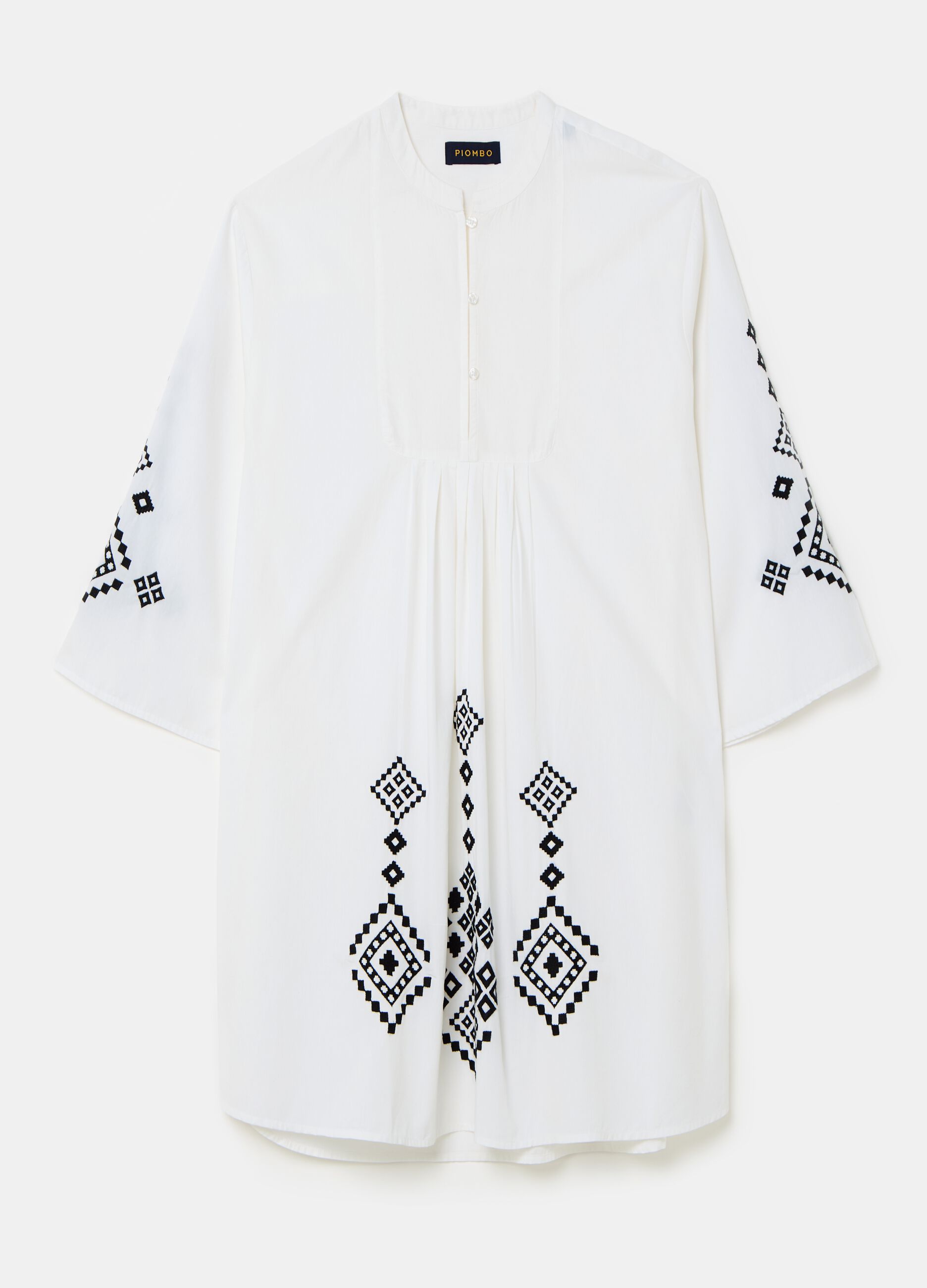 Short shirt dress with ethnic embroidery