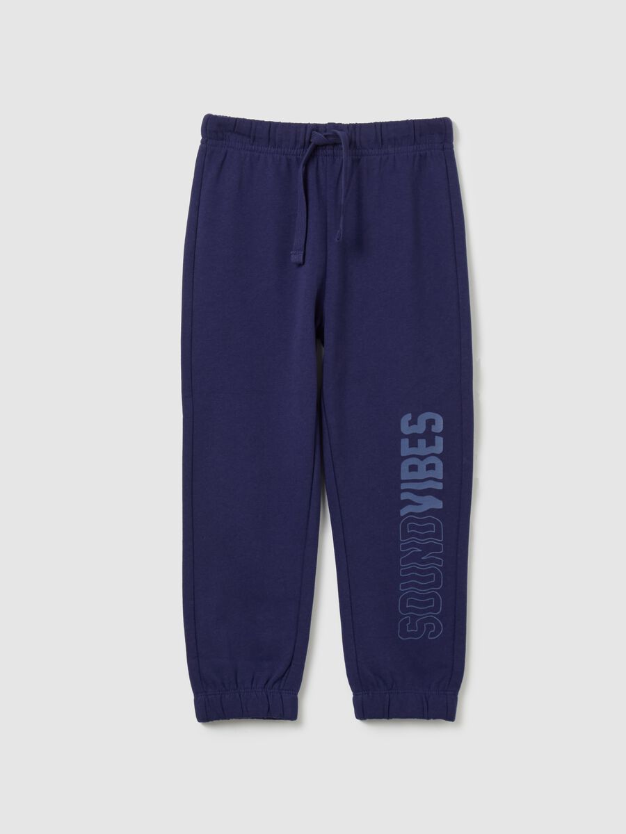 Fleece joggers with drawstring and print_0