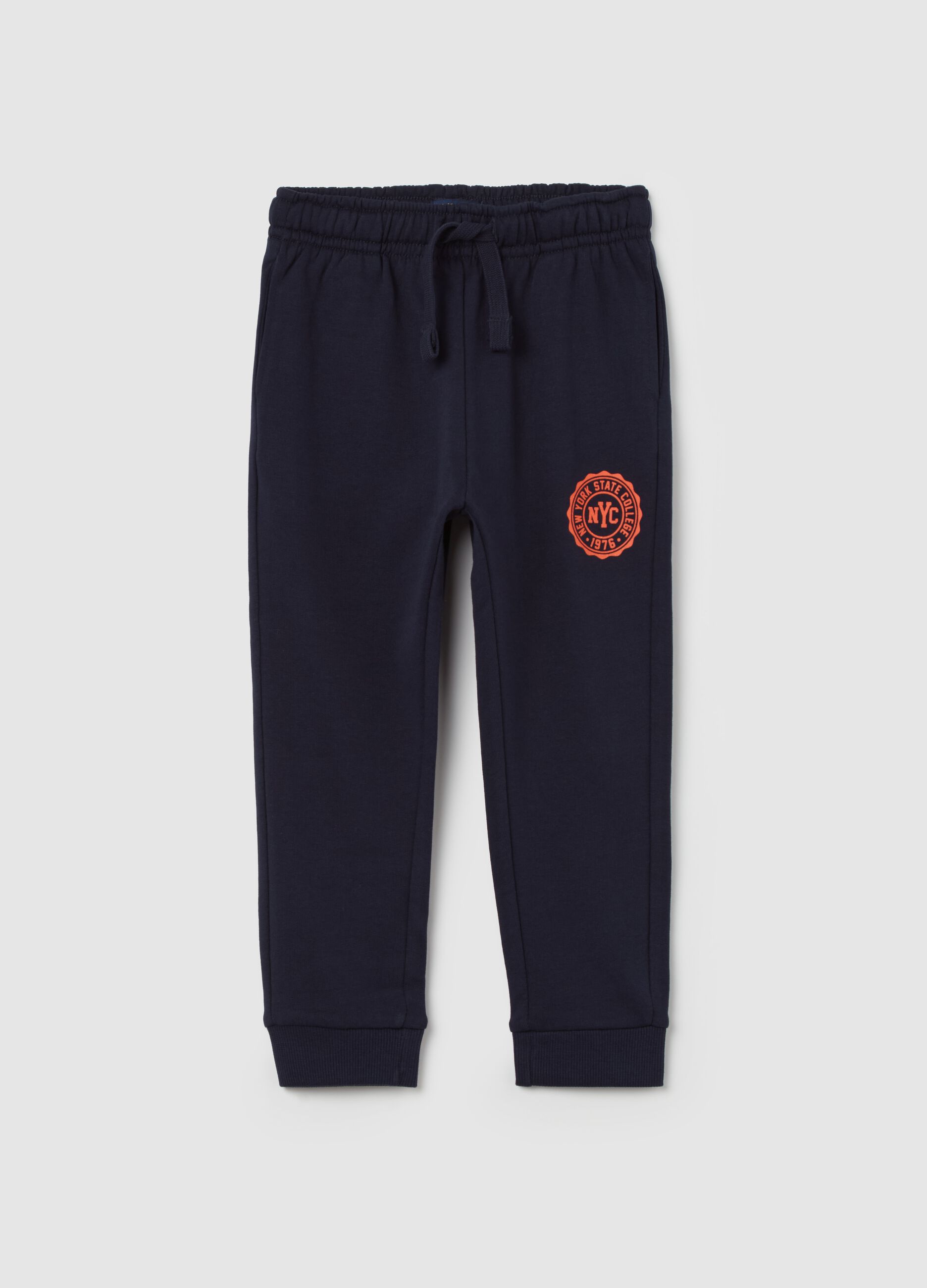 Joggers in cotone bio con coulisse e stampa