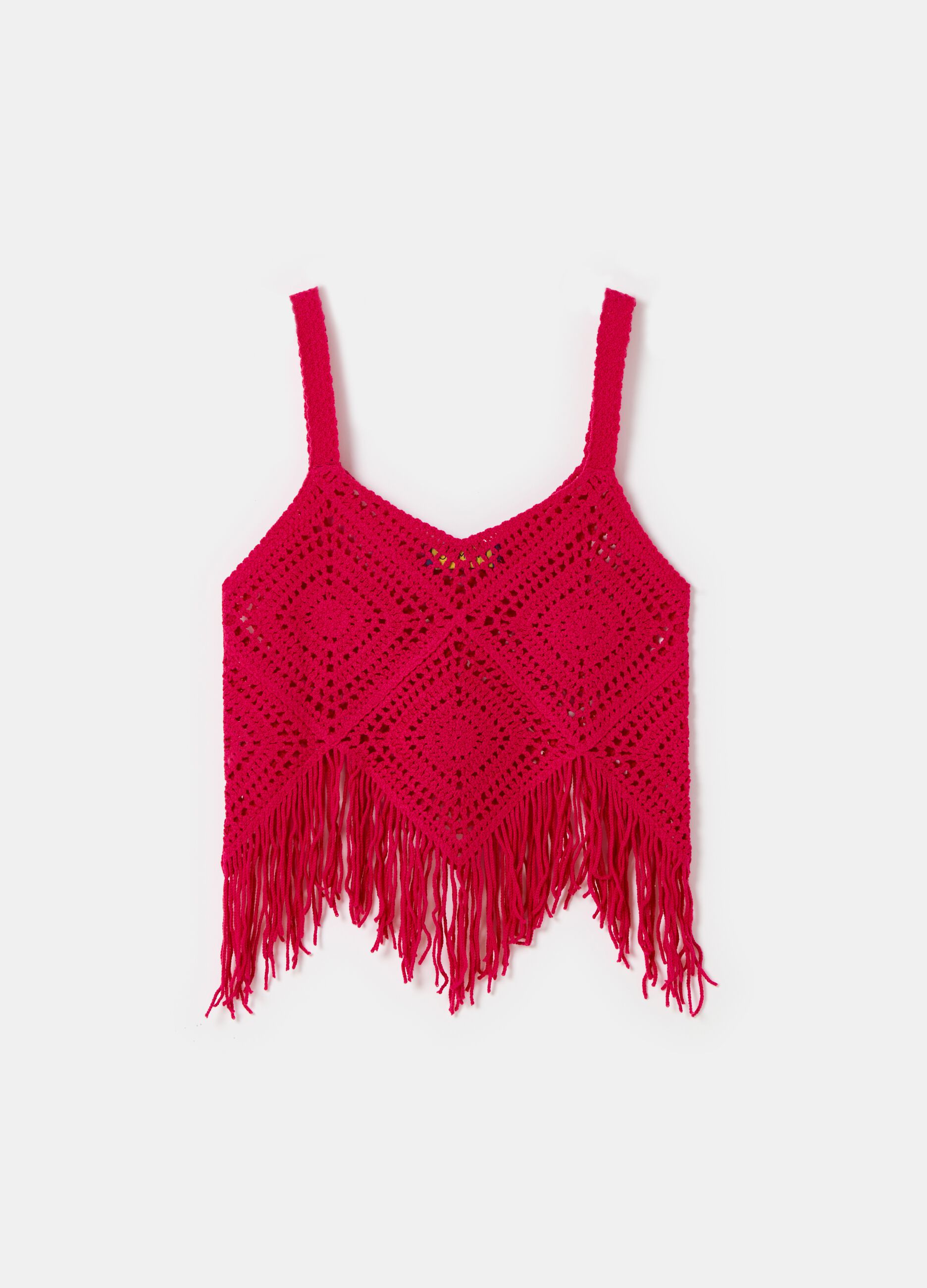 Crochet crop top with fringes