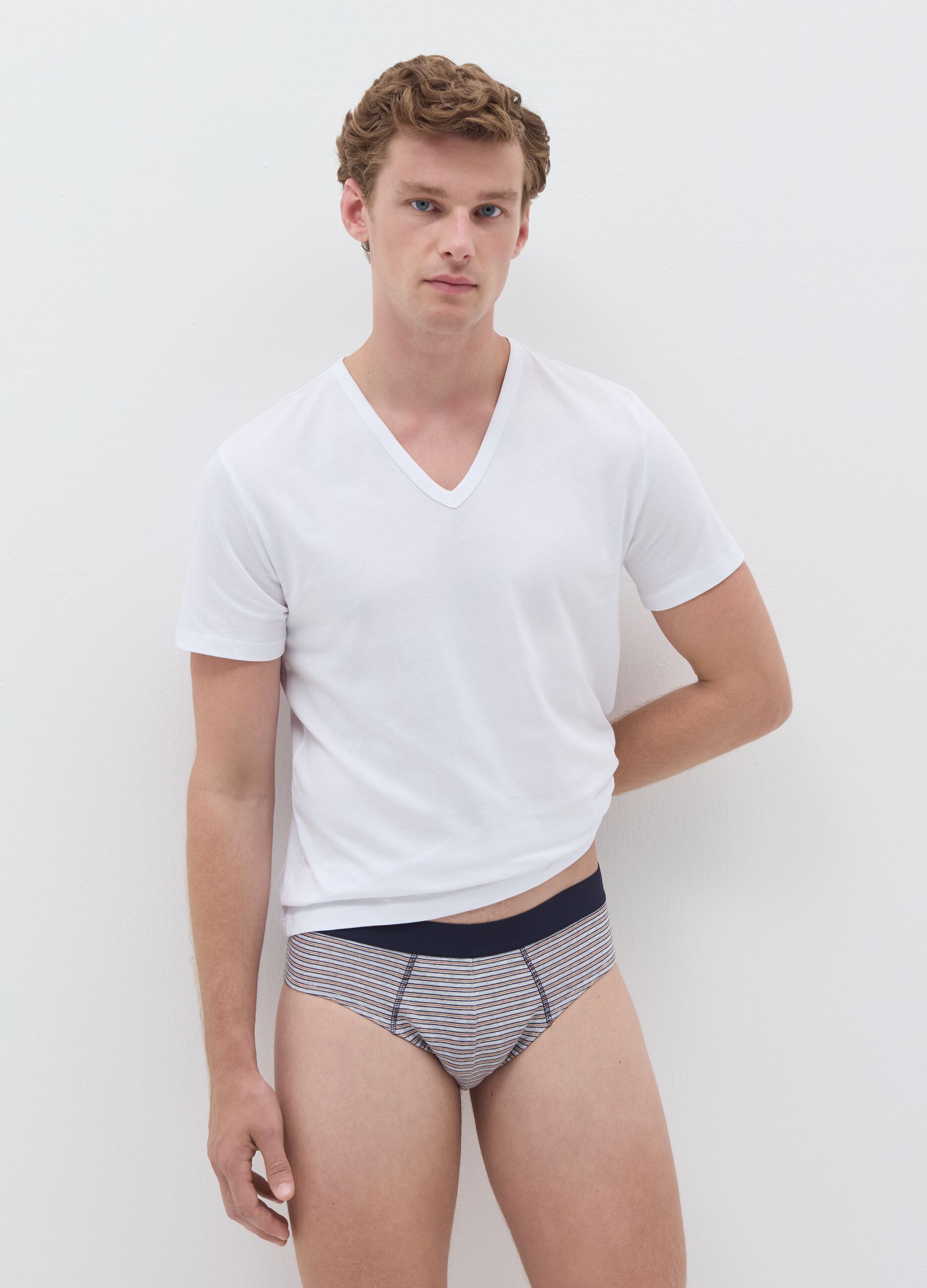 Three-pack patterned briefs in stretch organic cotton