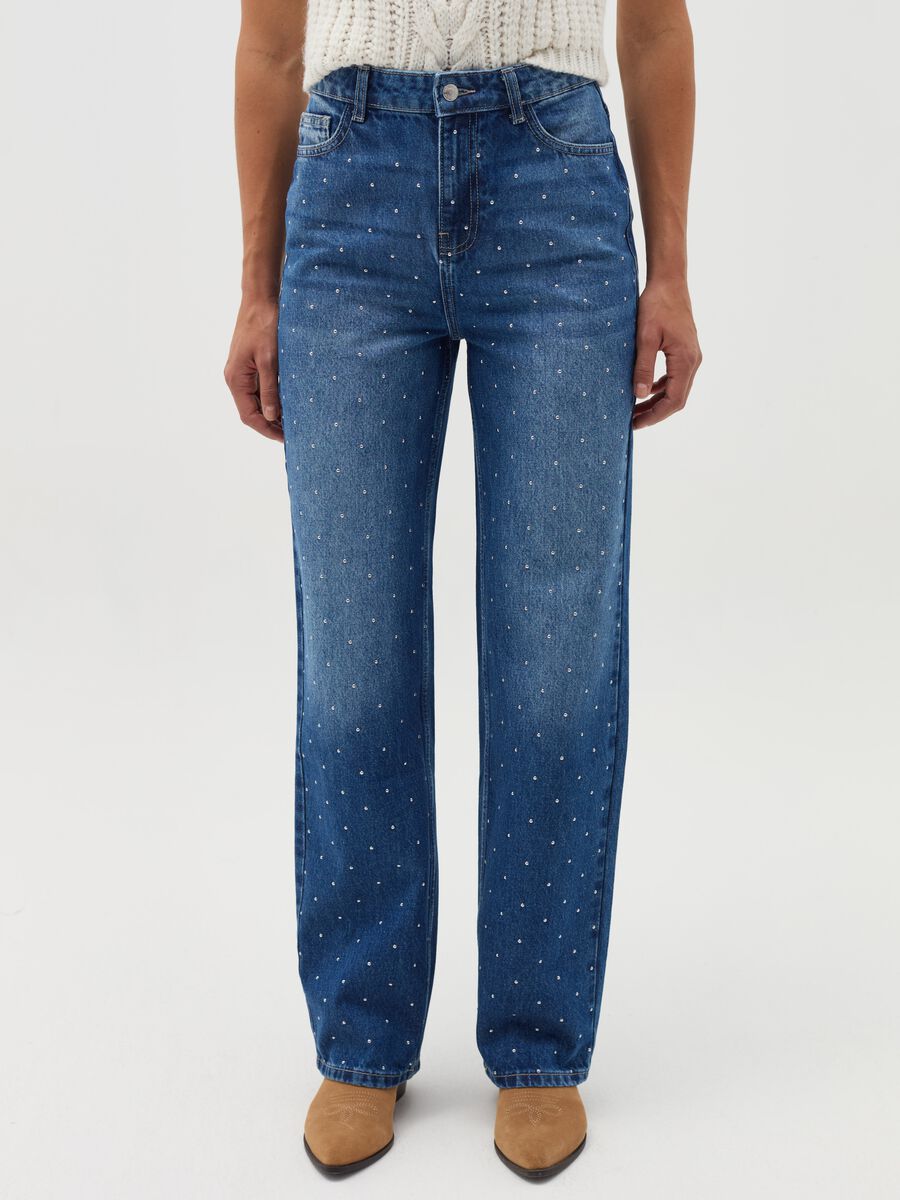 Wide-leg jeans with diamantés_1