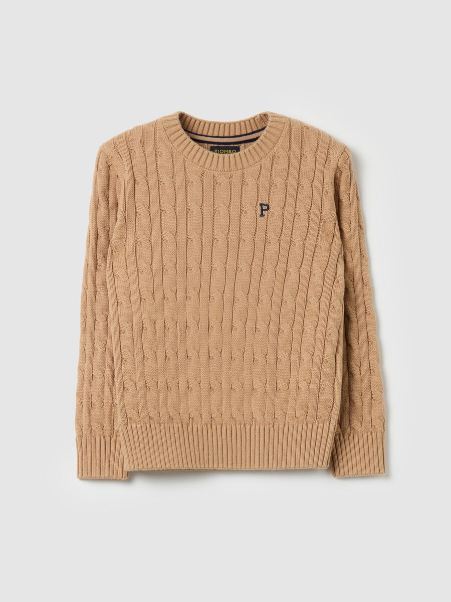 Cable-knit pullover with logo embroidery_0