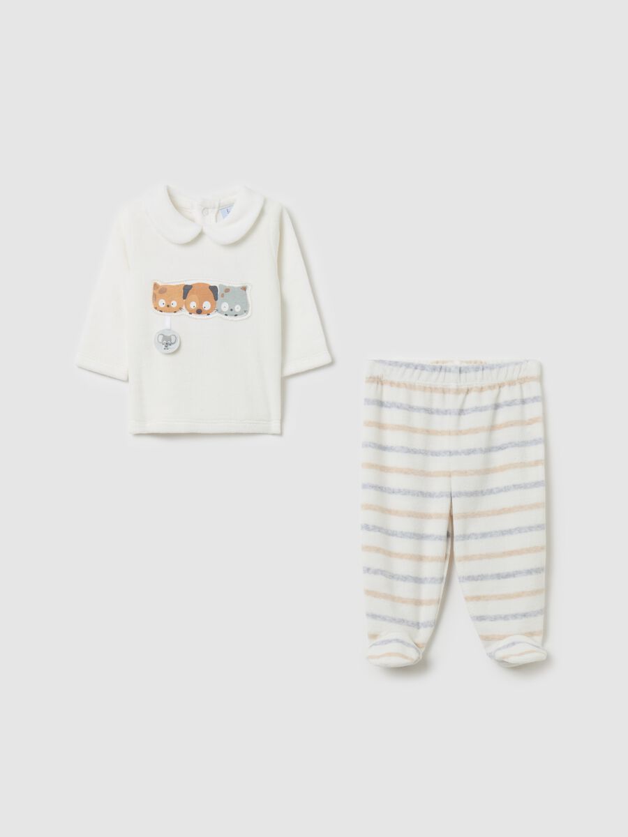 T-shirt and baby leggings set in velour with application_0