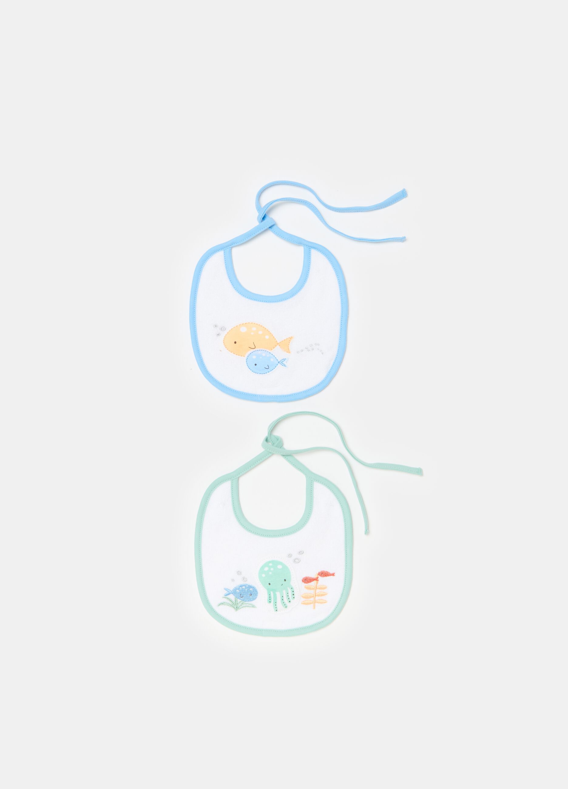 Two-pack bibs in cotton with sea motif