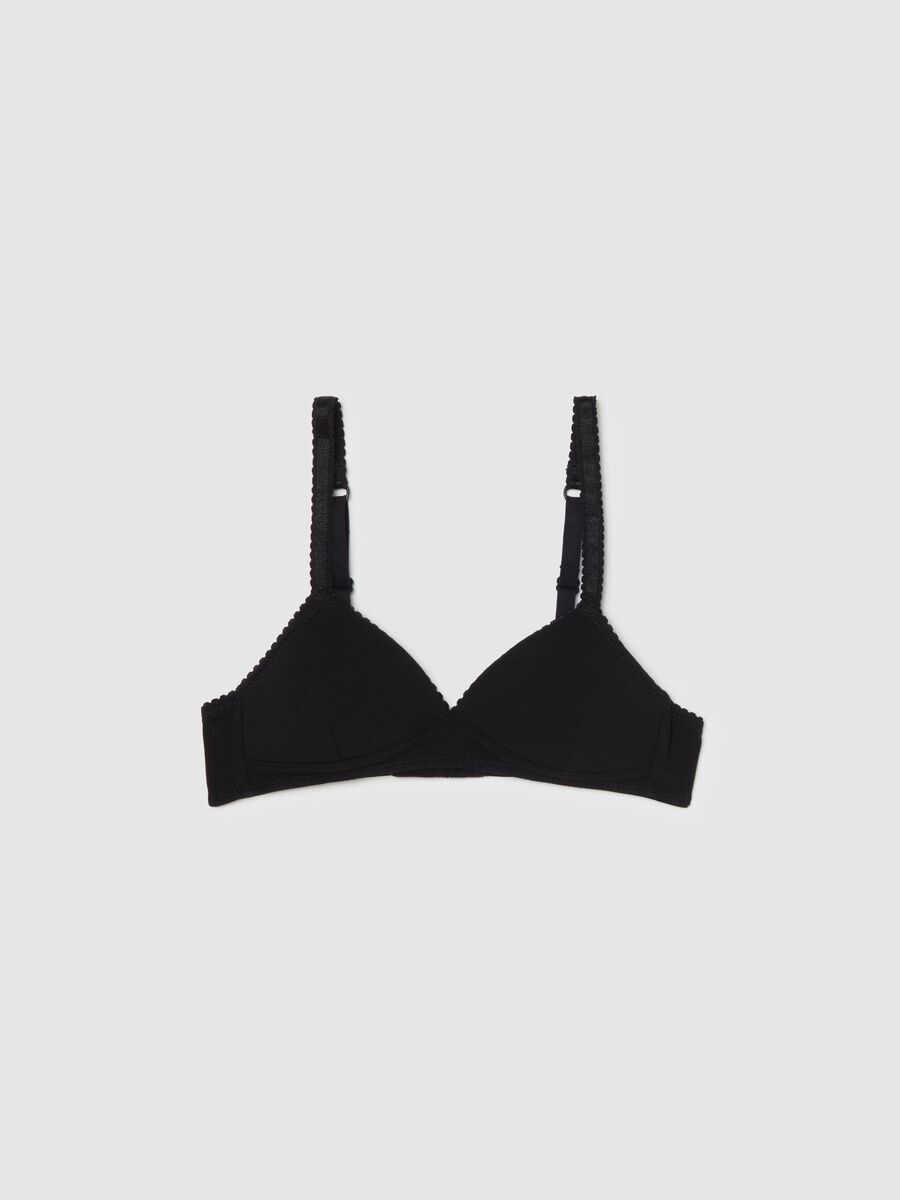 Semi-padded triangle bra with wavy trims_0