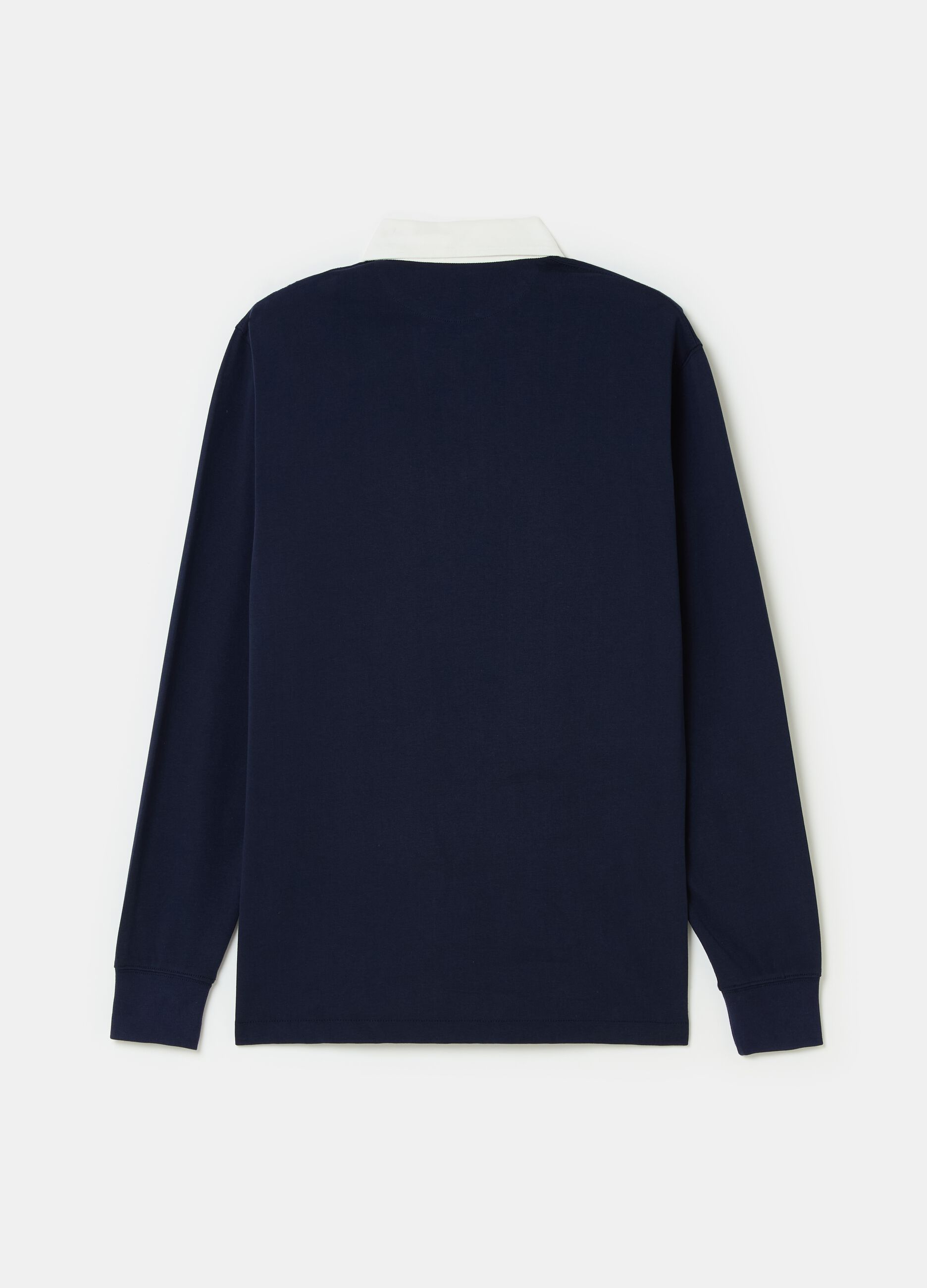 Long-sleeved polo shirt with contrasting collar