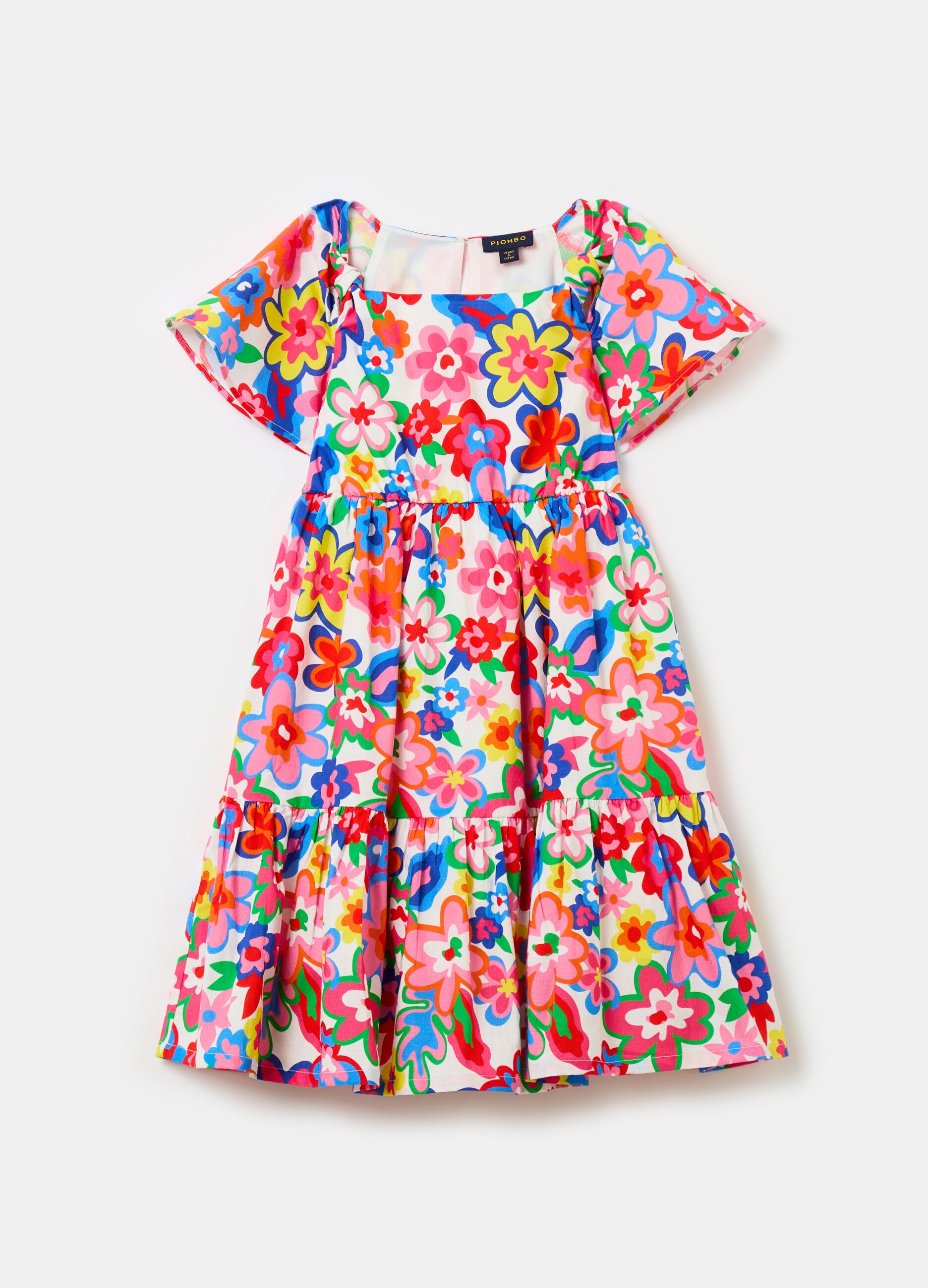 Cotton dress with flounce and print