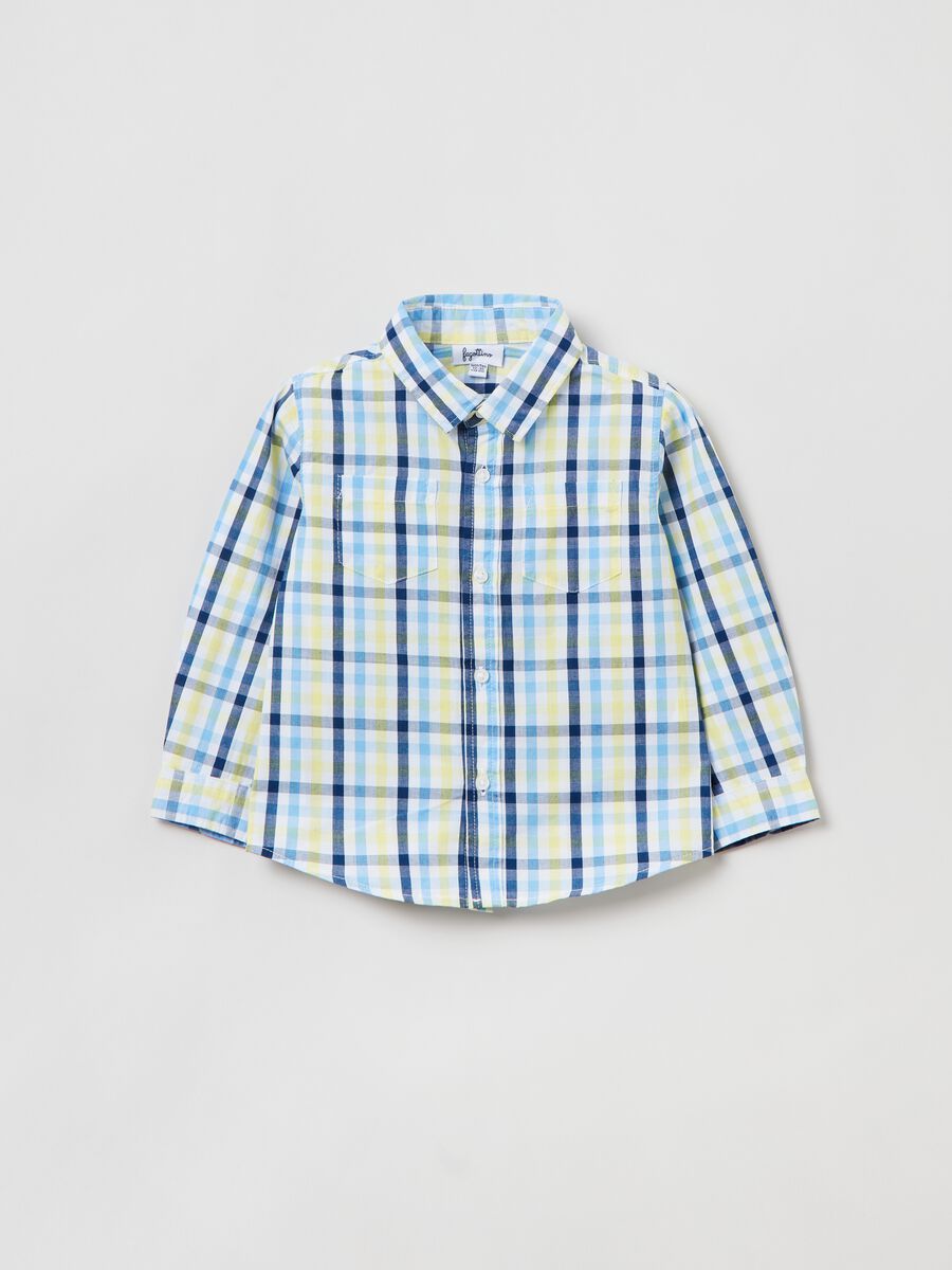 Yarn-dyed flannel shirt with check pattern_0