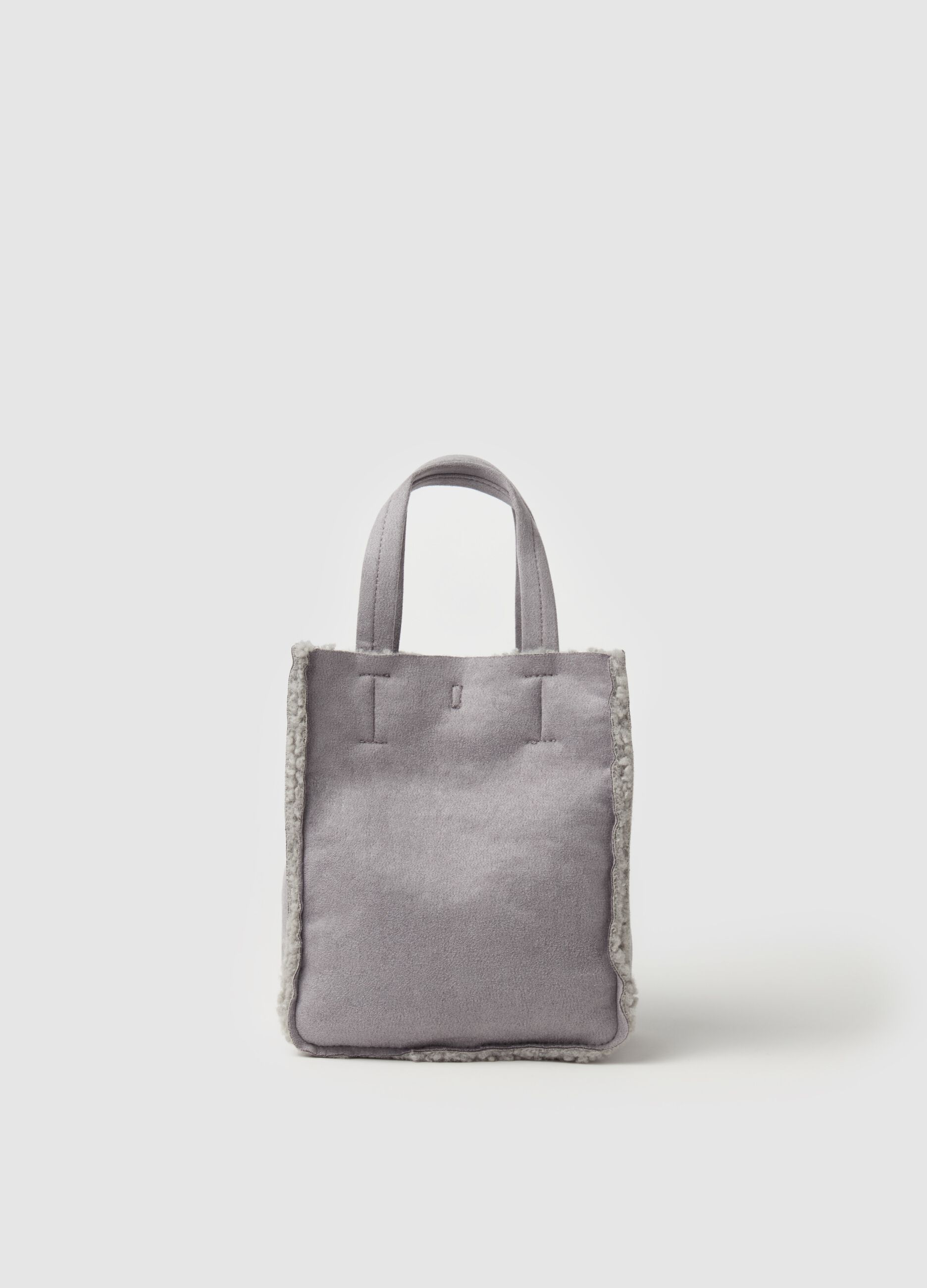 Mini tote bag con interno in sherpa