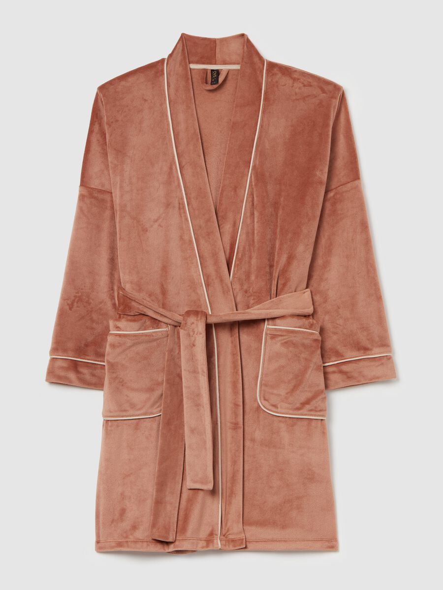 Short dressing gown with contrasting piping_4