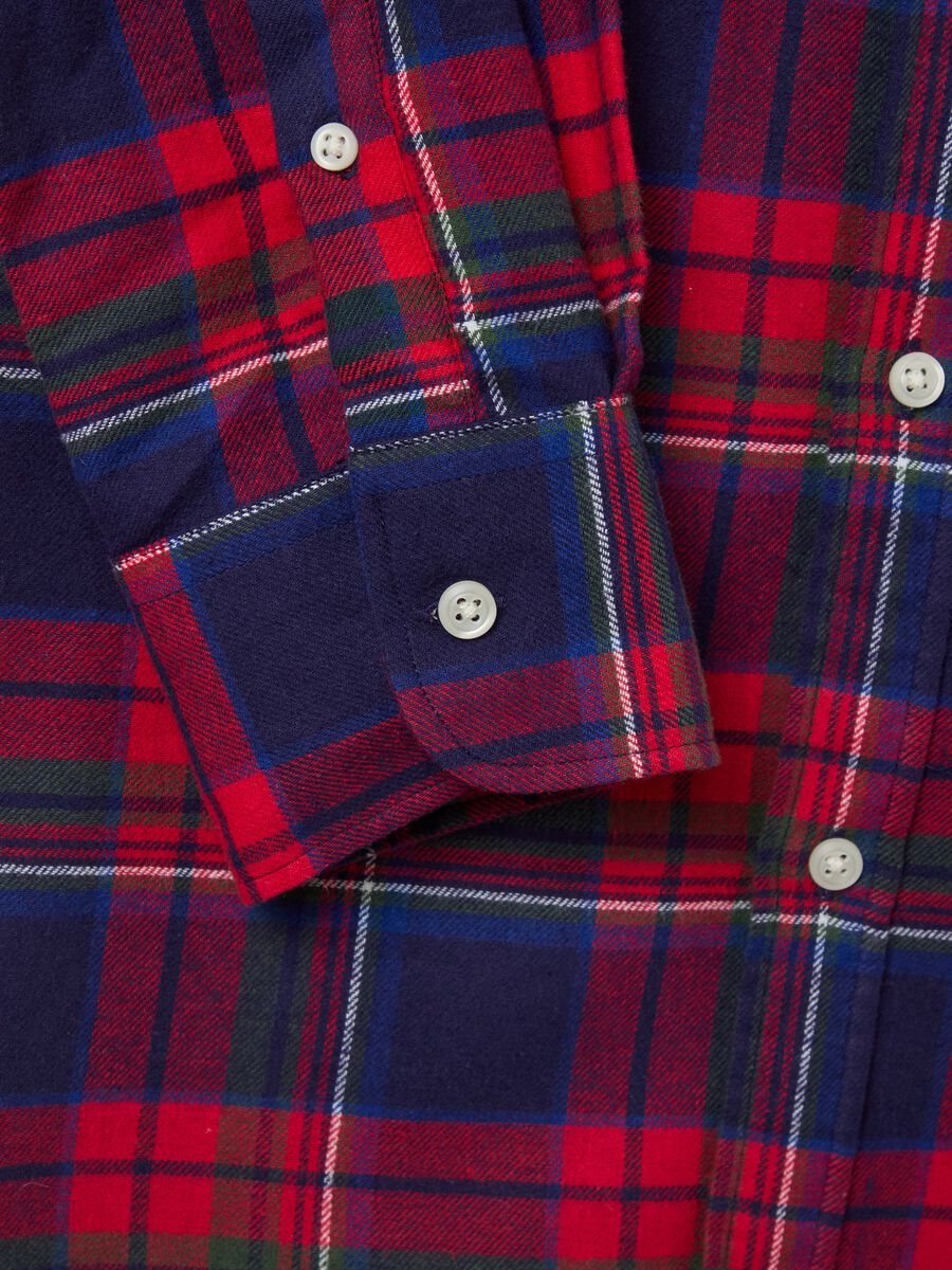 Flannel shirt with check pattern and button-down collar_5