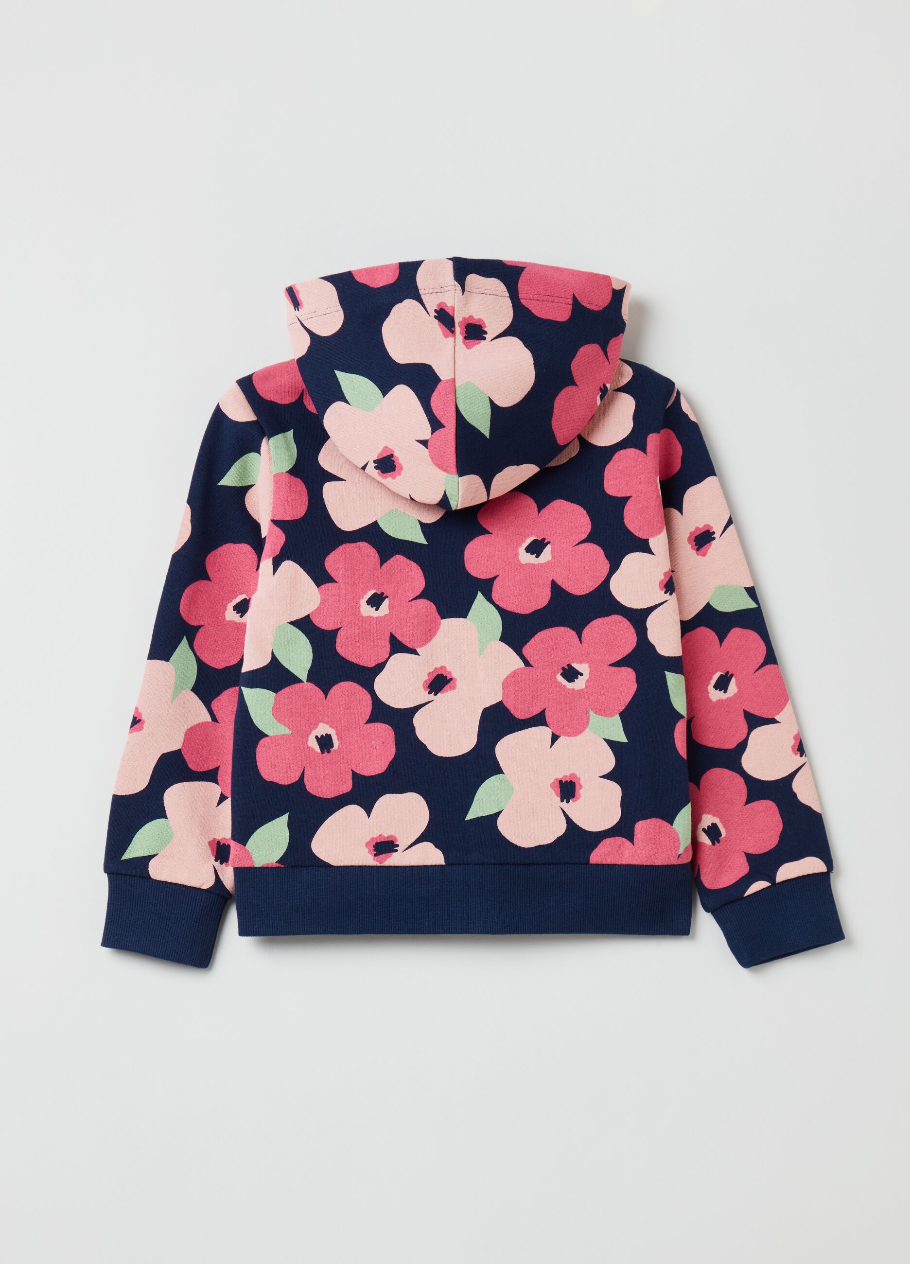 Sweatshirt with hood and flowers print