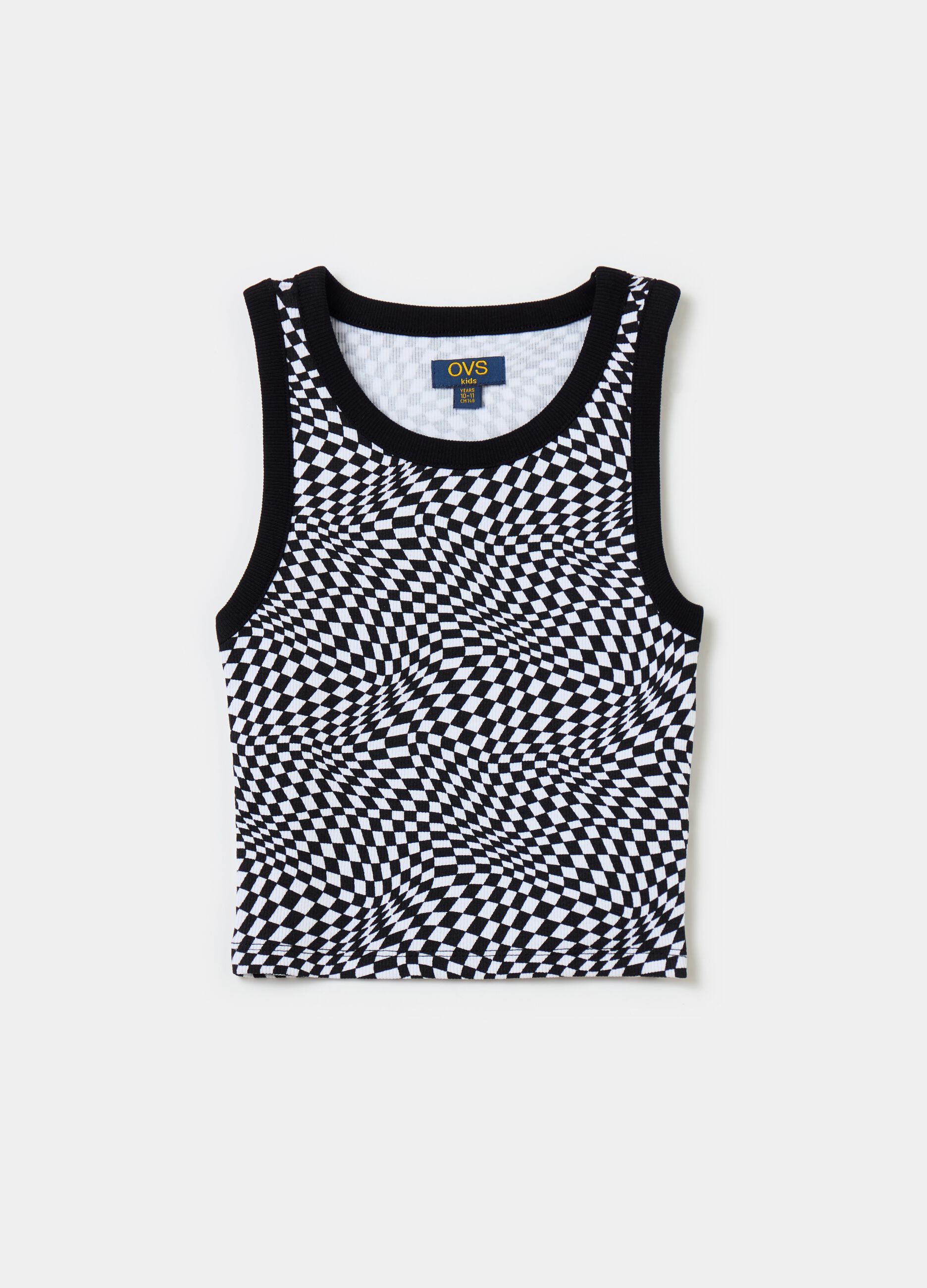 Tank top a costine con stampa