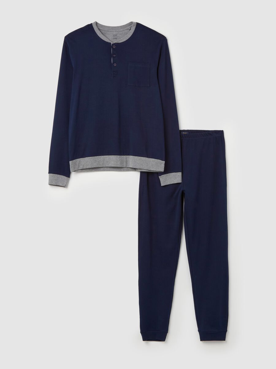 Full-length pyjamas with granddad neckline top_4