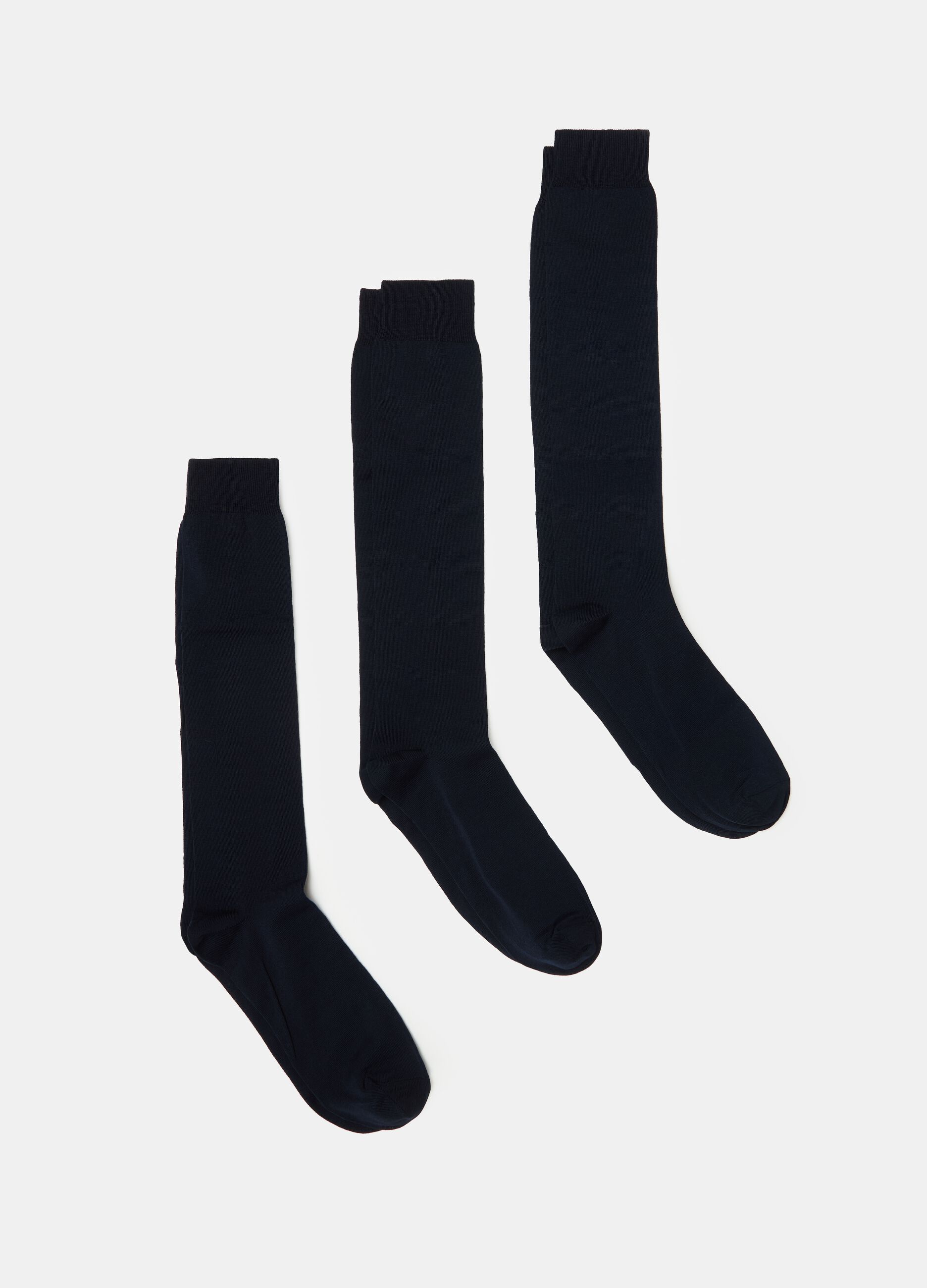 Three-pair pack long stretch cotton socks