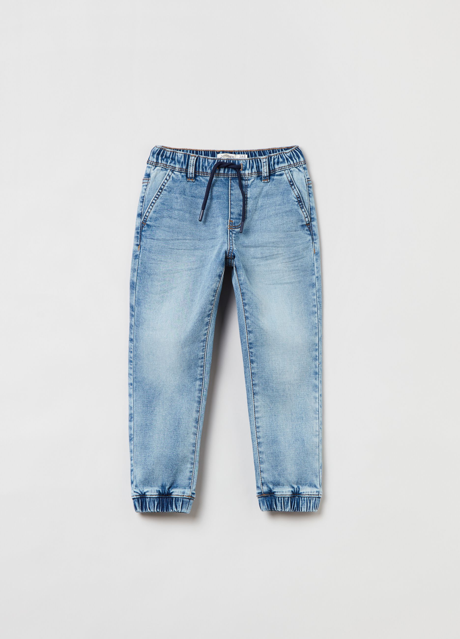 Denim joggers with pockets