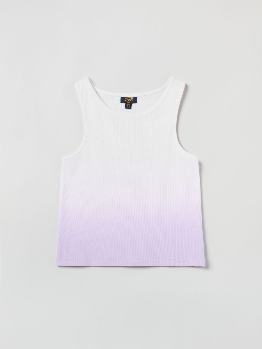 Ribbed tank top with dye-dye pattern_0