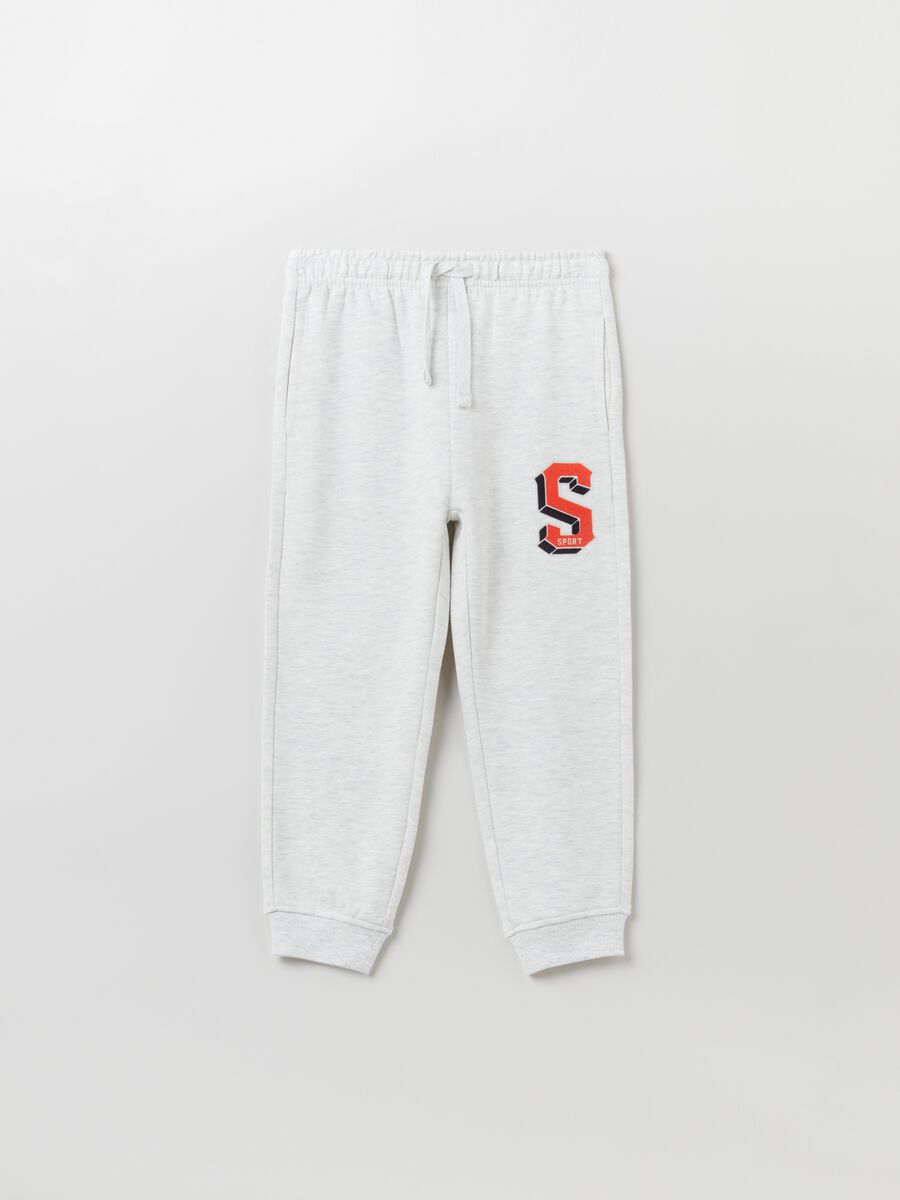 Fleece joggers with drawstring and print_0