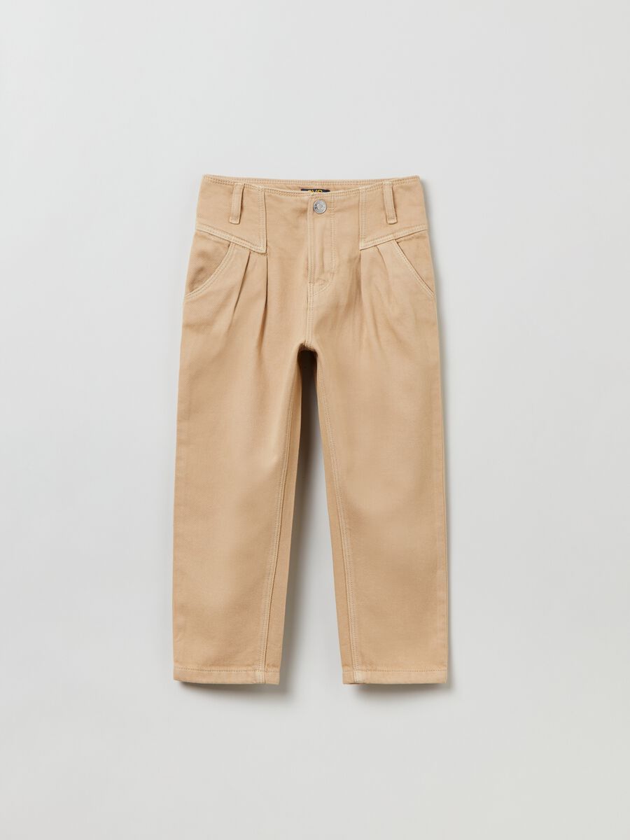 Pantaloni in cotone con pinces _0