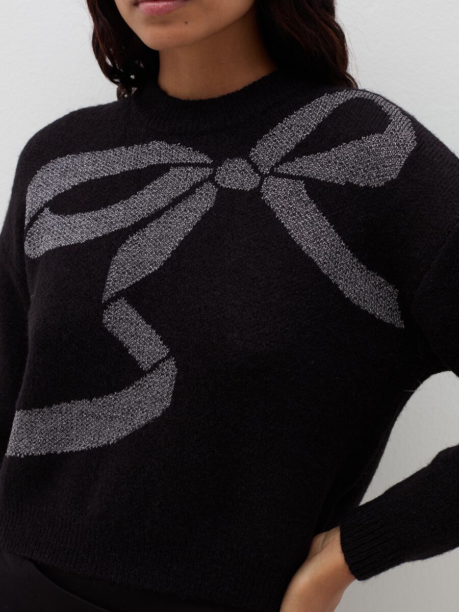 Pullover with jacquard bow in lurex_3