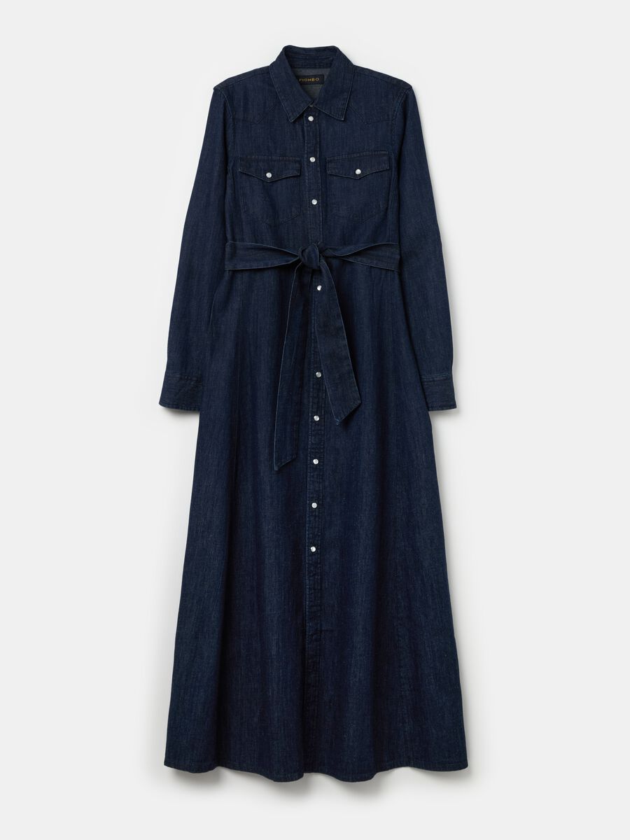 Long shirt dress in denim with belt_4