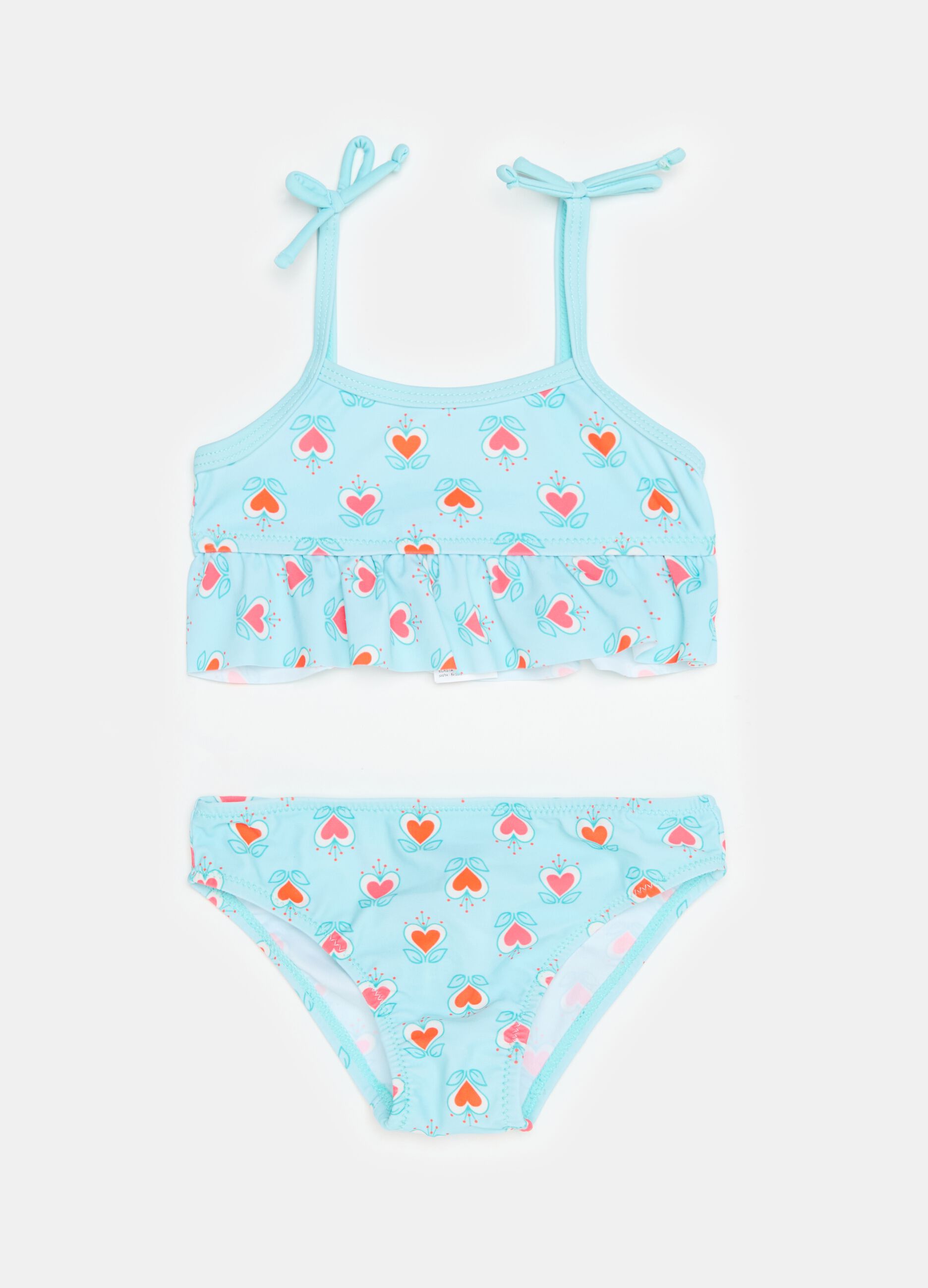 Bikini with floral hearts print