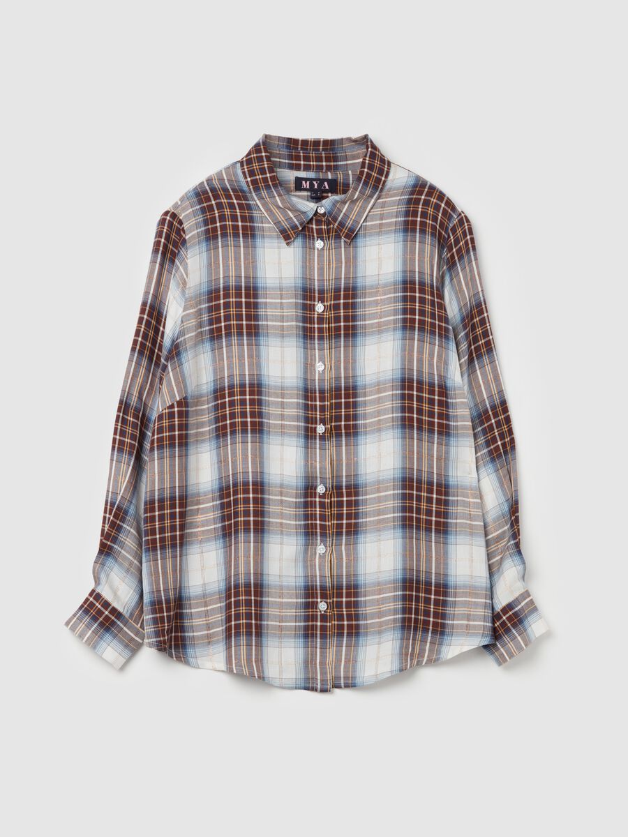 Curvy check flannel shirt with lurex_4