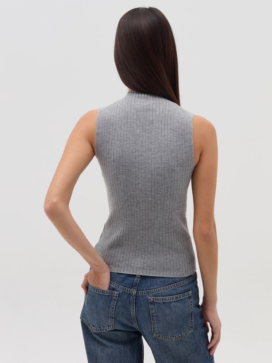 Flat-rib tank top with mock neck_2