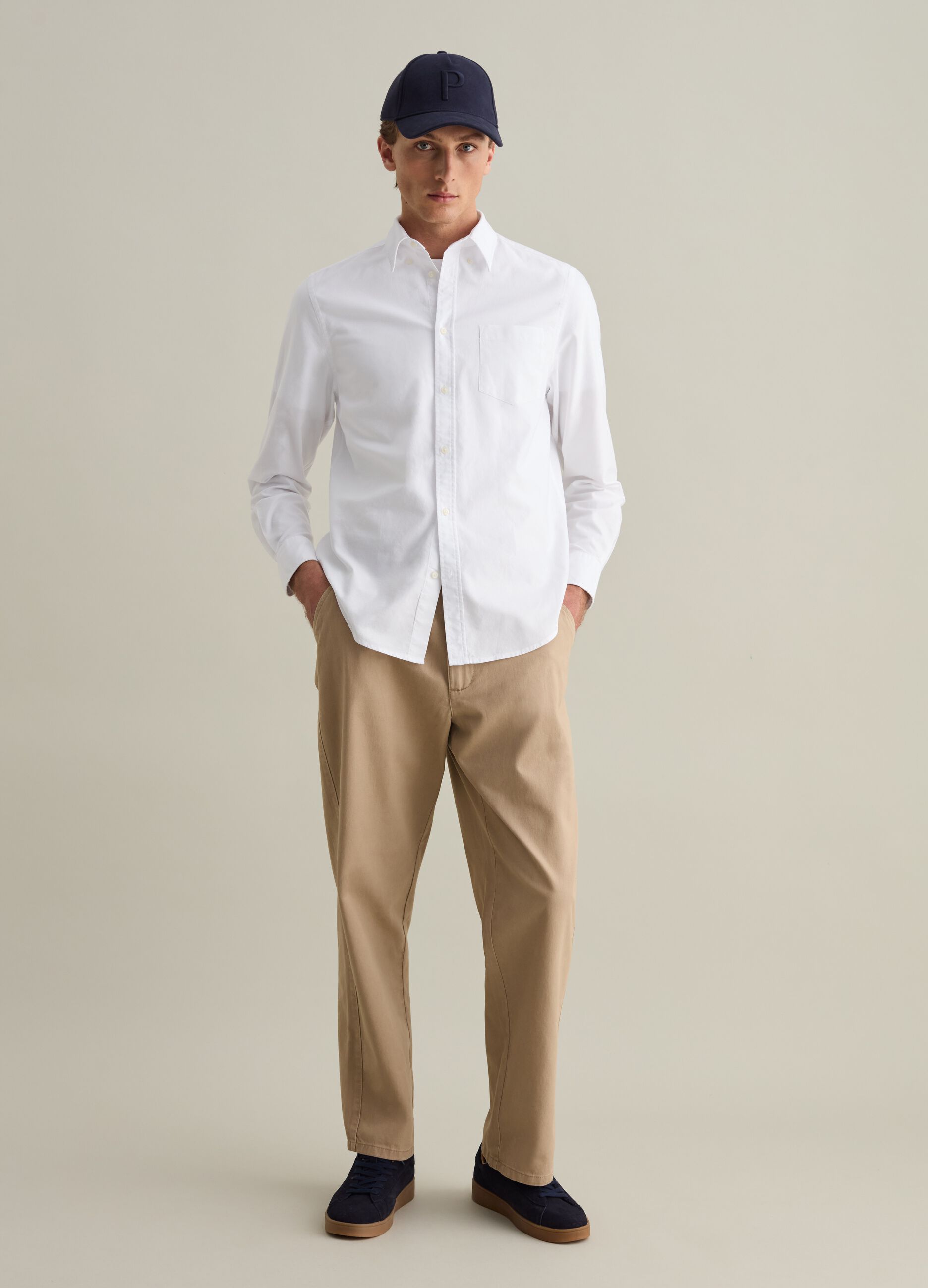 Oxford cotton shirt with button-down collar