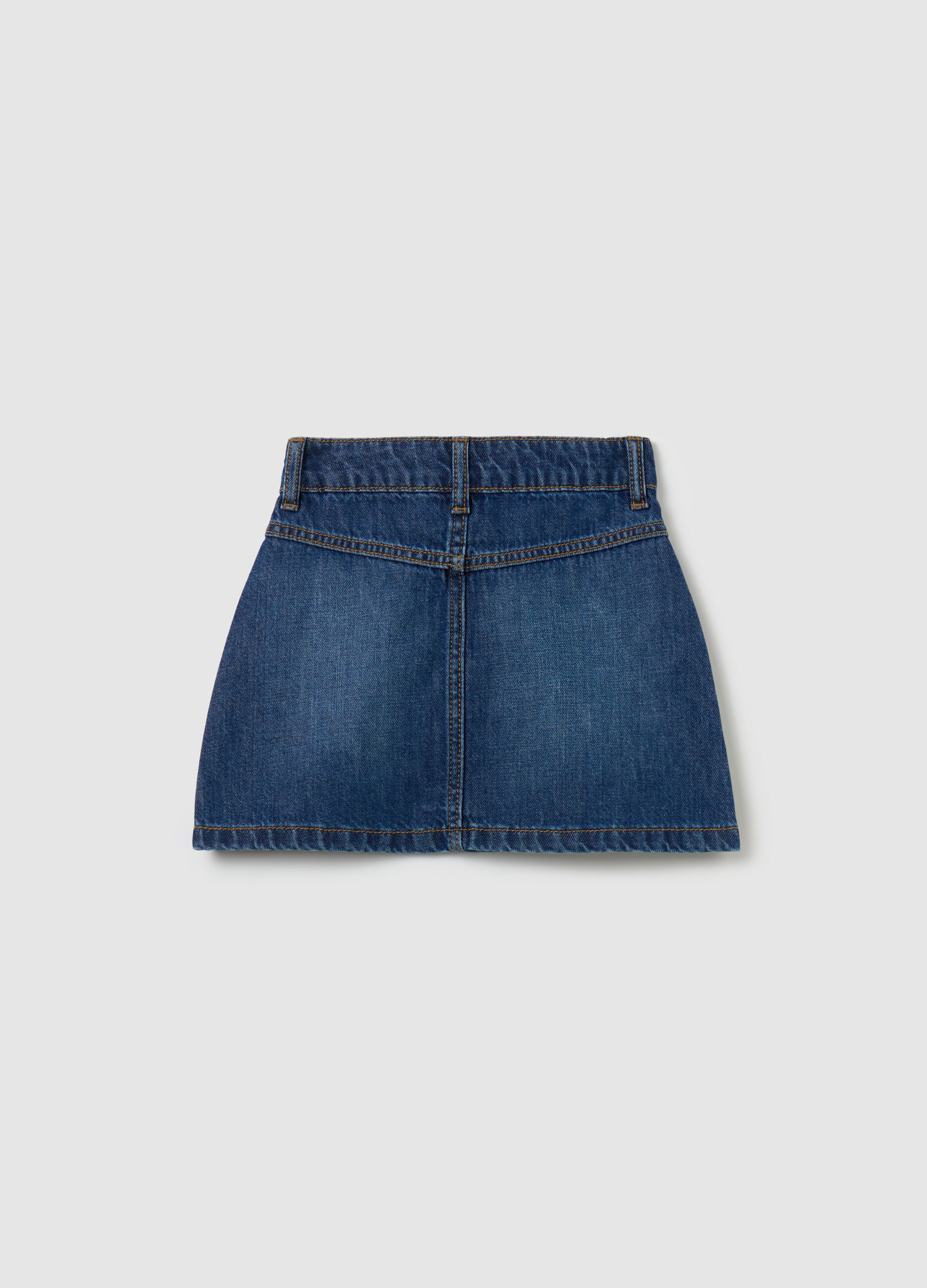 Denim miniskirt with darts